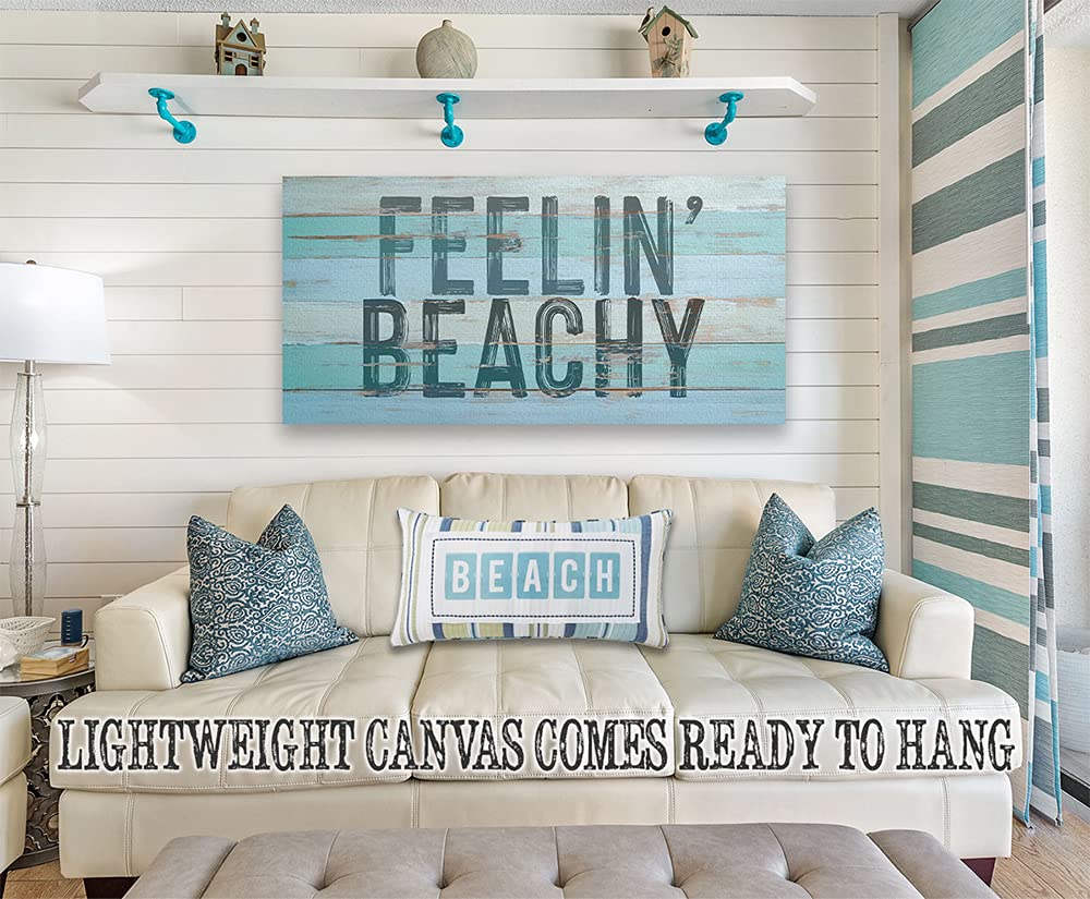24x48 Wood Style Look Stretched Canvas Print - Coastal Beach Wall Art for Home Decor | Nautical Themed Living Room, Bedroom & Outdoor Beach Display | Perfect for Beach Houses, Summer Parties & Ocean Inspired Interiors