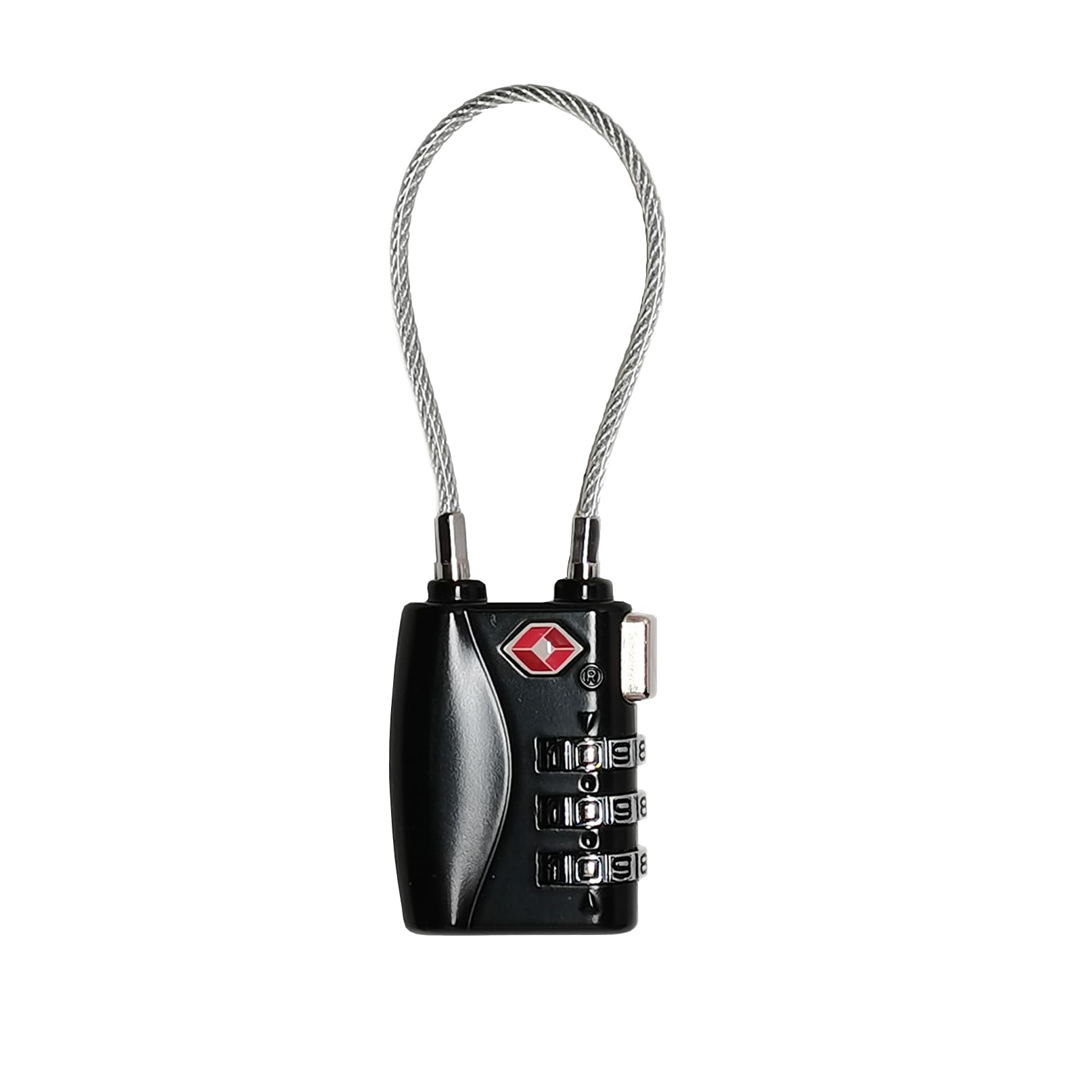 TSA Approved 3-Digit Combination Luggage Lock - Re-settable Travel Padlock with Zinc Alloy Body & Cable for Suitcases, Backpacks, Gym Lockers, Bikes, Toolboxes, Doors & Windows (Black, 1 Pack) - Secure Your Belongings During Travel, Workouts & Storage