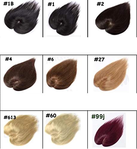 Clip On Mono Human Hair Topper with Bangs - 14