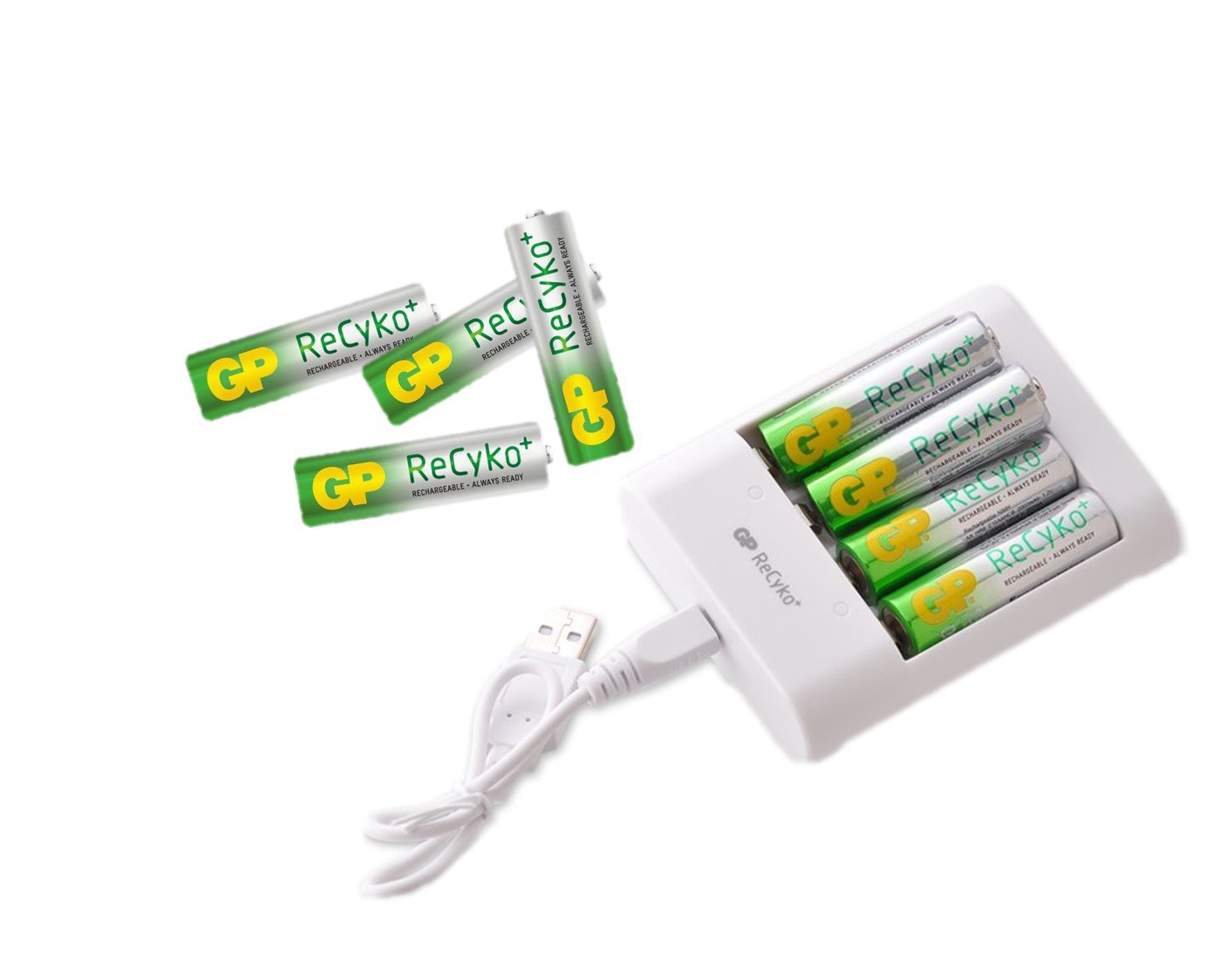 8 Pack Recyko AA 2000mAh NiMH 1.2V Rechargeable Batteries with USB Charger for AA/AAA - Perfect for Cameras, Toys, Flashlights & Electronics