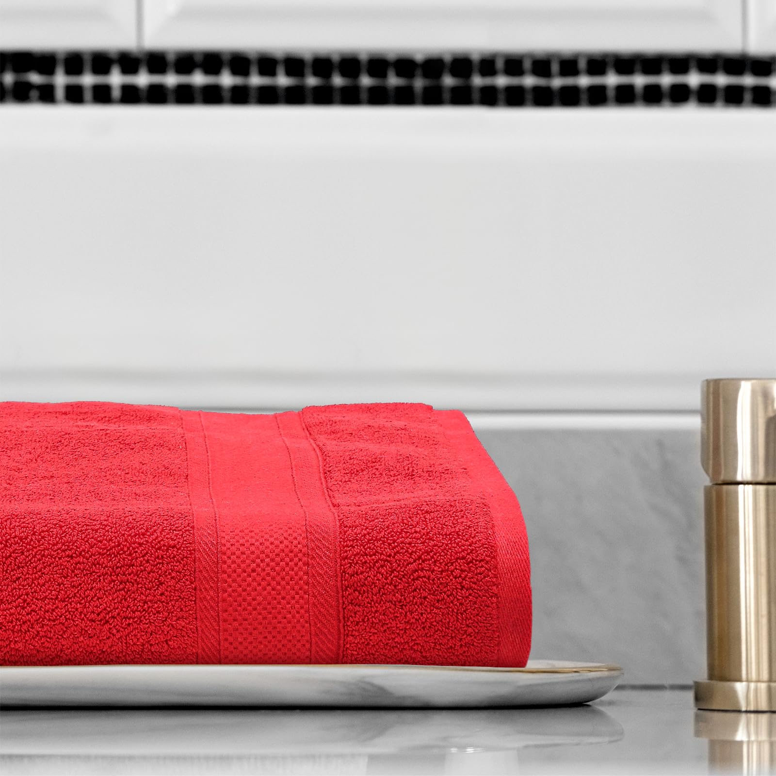 Magshion Extra Large Cotton Bath Sheets - Set of 2 Oversized Quick-Dry Bath Towels for Adults, Soft & Absorbent (Red) - Perfect for Spa, Beach & Luxury Bathroom Use