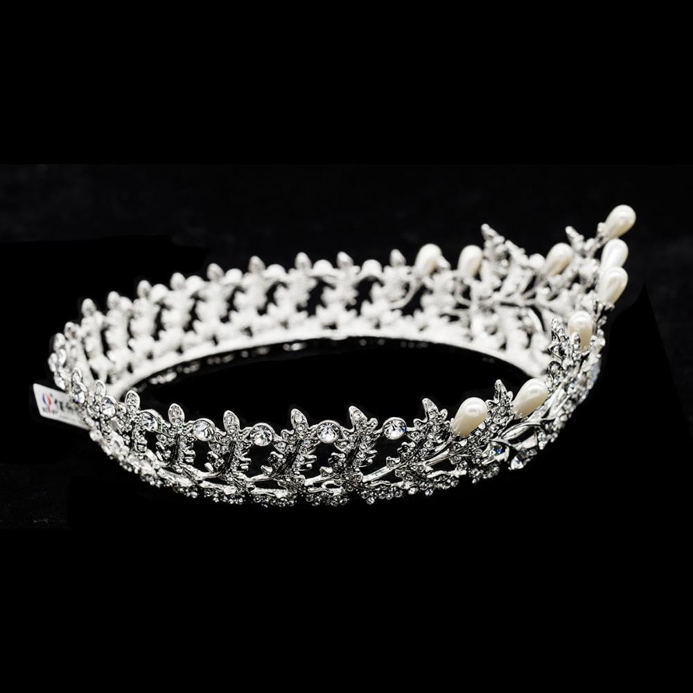 Austrian Crystal CZ Royal Wedding Bridal Tiara Crown - Sparkling Rhinestone Headpiece for Brides, Prom, Pageants & Special Occasions | SHA8720