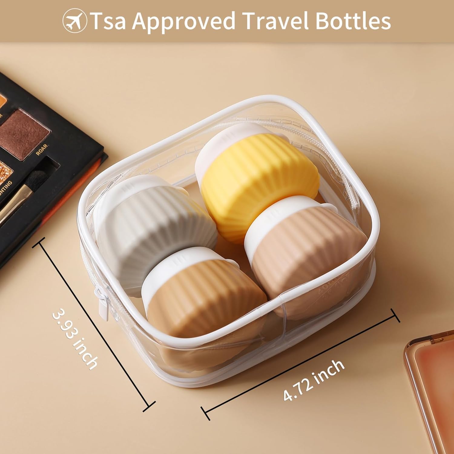 Lyrovo 40ml Travel Size Containers - BPA Free Leak-Proof Cream Jars for Toiletries Kit | Portable Cosmetic Organizer with Secure Lid for Face, Hand & Body Creams (Yellow) - Perfect for Air Travel, Gym Bag & Vacation Essentials