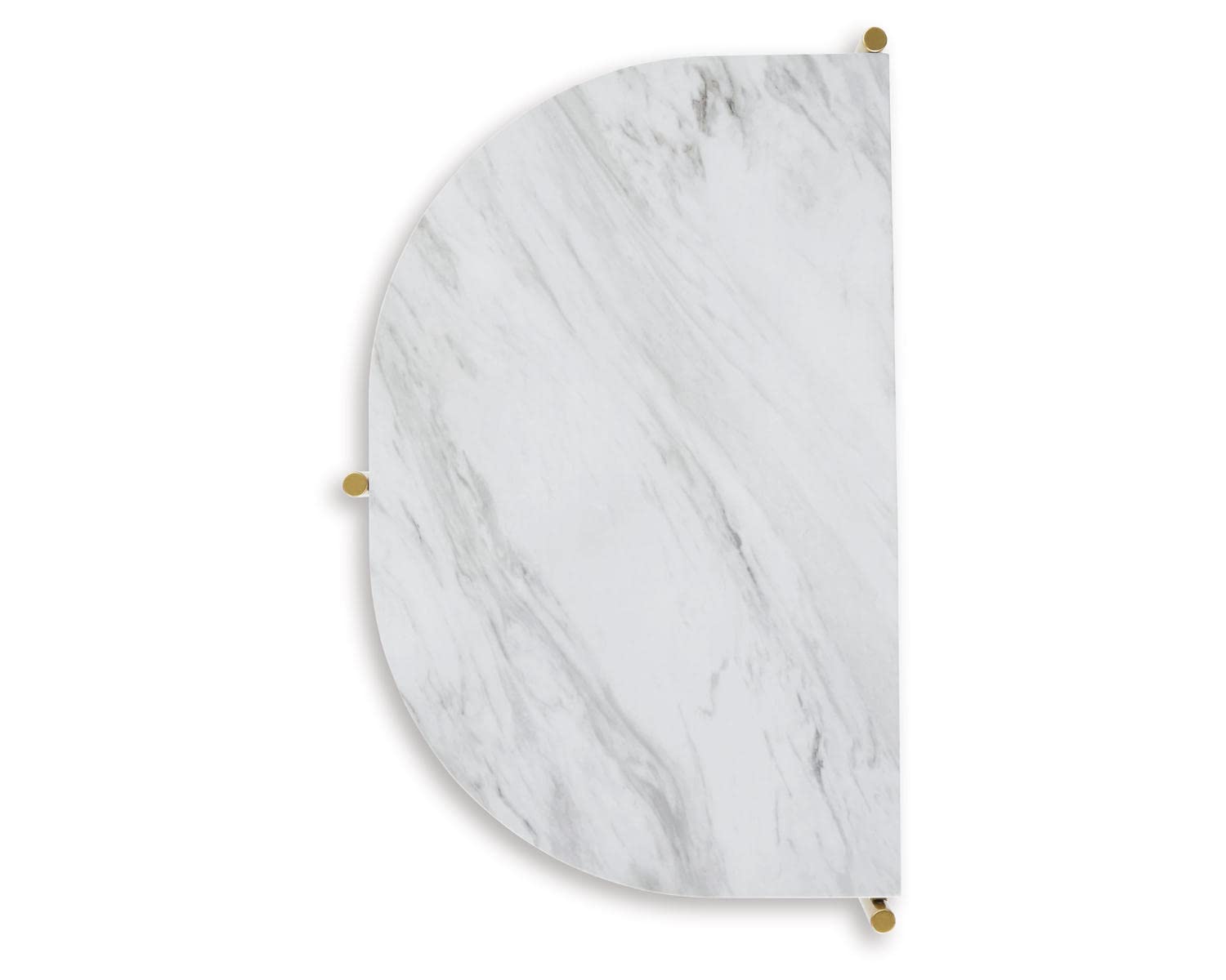 Signature Design by Ashley Wynora Contemporary Half Moon Chairside End Table with Faux Marble Top - White & Gold Accent - Perfect for Living Room, Bedroom or Office Side Table