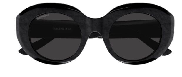 Balenciaga BB0235S 001 Black/Grey Round Women's Sunglasses - Stylish UV Protection Shades for Fashion, Beach & Outdoor Activities