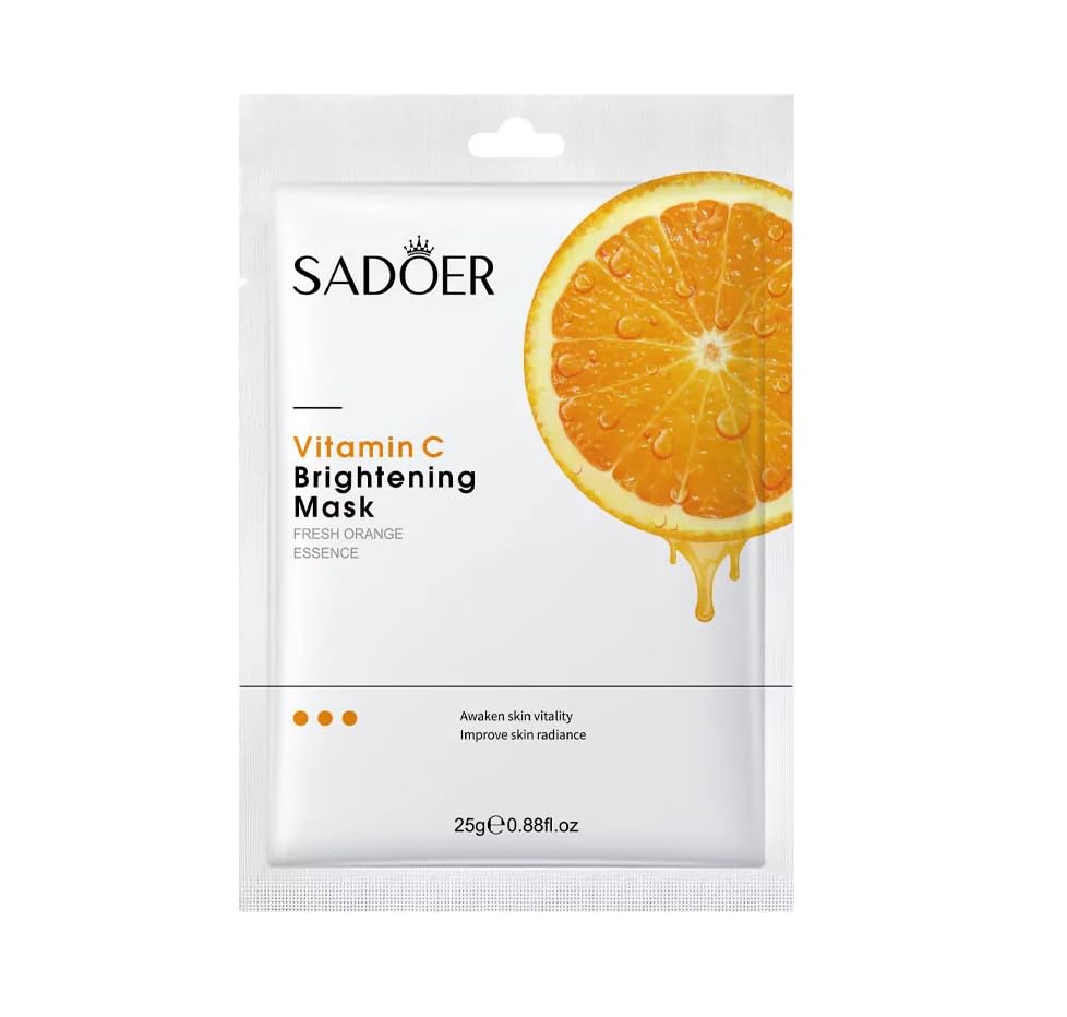 Vitamin C Face Sheet Mask with Serum - Korean Skincare Technology, Pack of 6 (25g Each) | Brightening & Hydrating for Glowing Skin - Perfect for Daily Skincare Routine & Spa Night