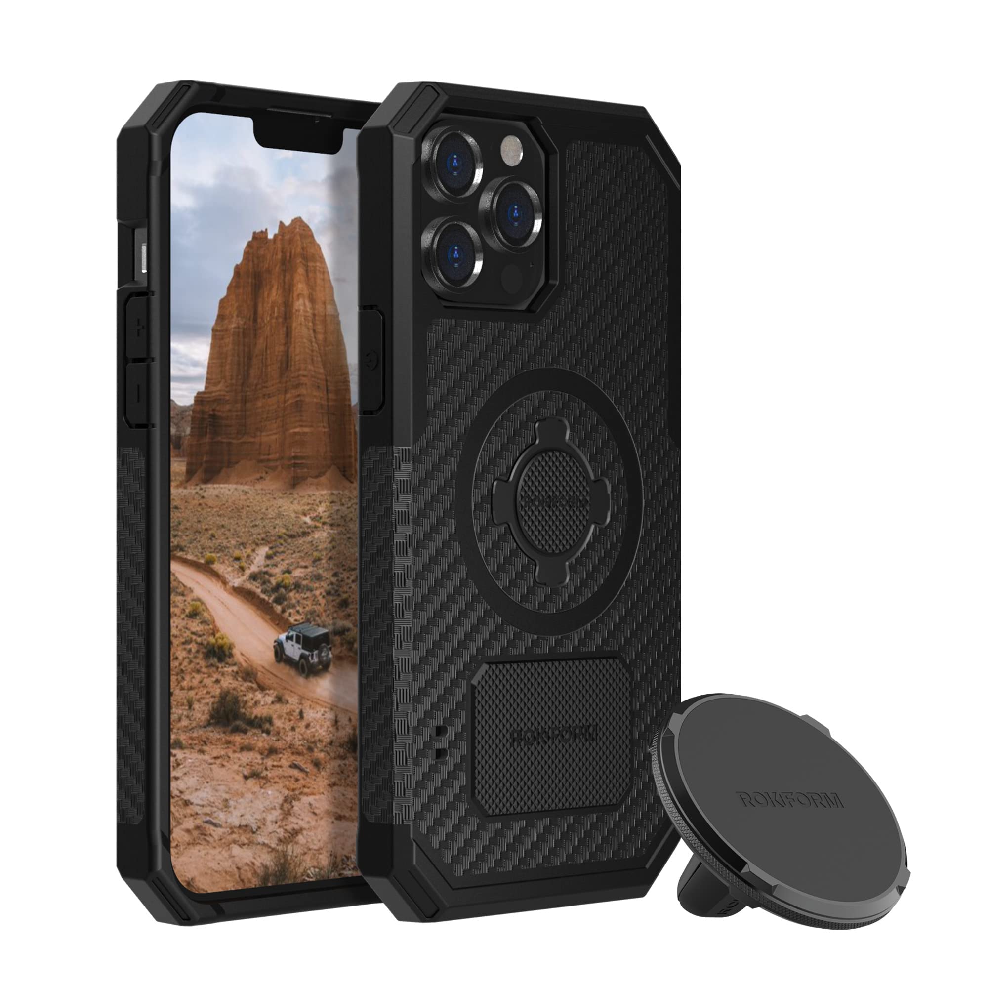 Rokform Rugged Case for iPhone 13 Pro Max with Super Grip Dual Magnet Car Mount - Heavy Duty Protective Phone Cover for Truck, Van & SUV - Perfect for Off-Roading, Construction & Outdoor Adventures