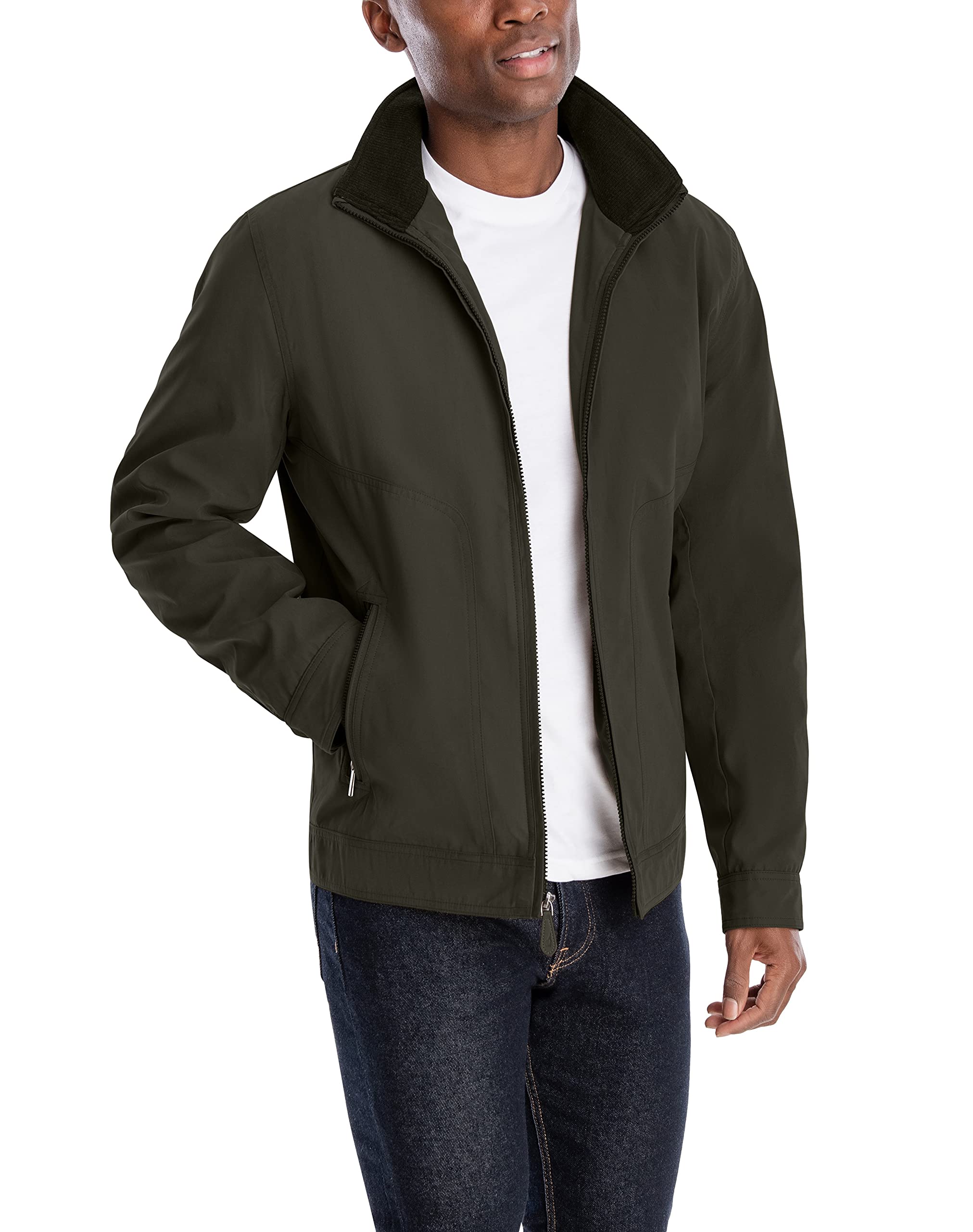 London Fog Men's Lightweight Microfiber Water-Resistant Jacket - Perfect for Travel, Commuting & Outdoor Activities