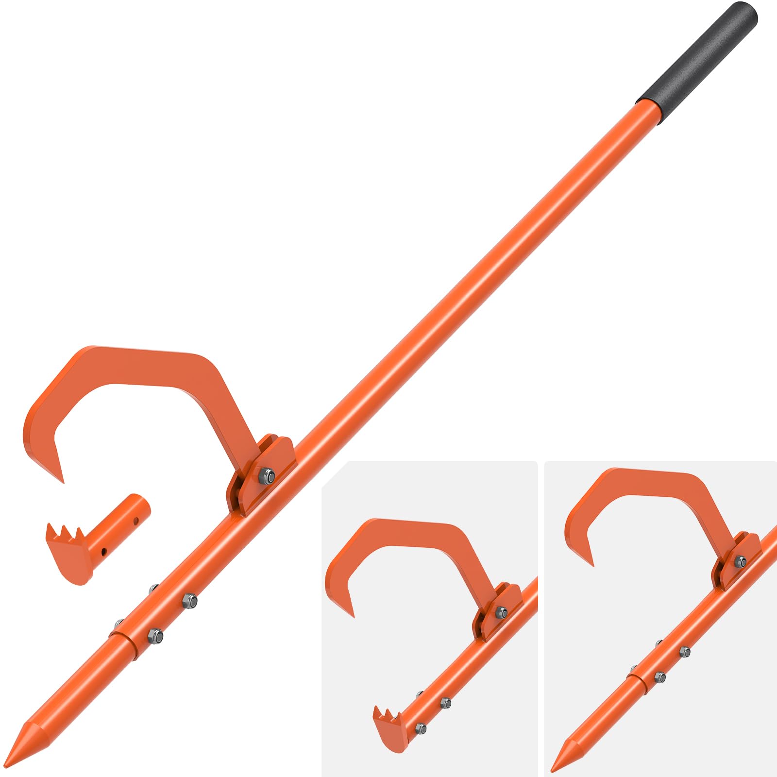 Dolibest 59/65 Inch Steel Cant Hook & Log Peavey Tool - Dual Function Log Handler for Rolling & Clamping Logs - Adjustable Hook with 9.4 Inch Non-Slip Handle - Perfect for Firewood Processing, Lumber Mills & Forestry Work