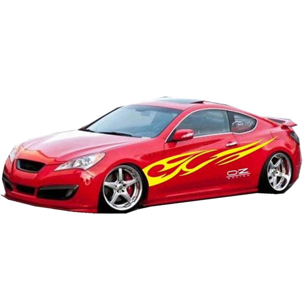Cool Flame Car Decal Stickers - 1 Set Vinyl Hood & Body Decals for Cars (Yellow) | Universal Fit for Sedans, SUVs & Trucks | Add Sporty Style to Your Vehicle