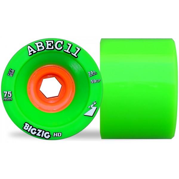 ABEC 11 BigZig HD 75mm Green Skateboard Wheels - 4 Pack Set for Longboard & Cruiser Skateboards - Perfect for Smooth Rides on Pavement & Skate Parks