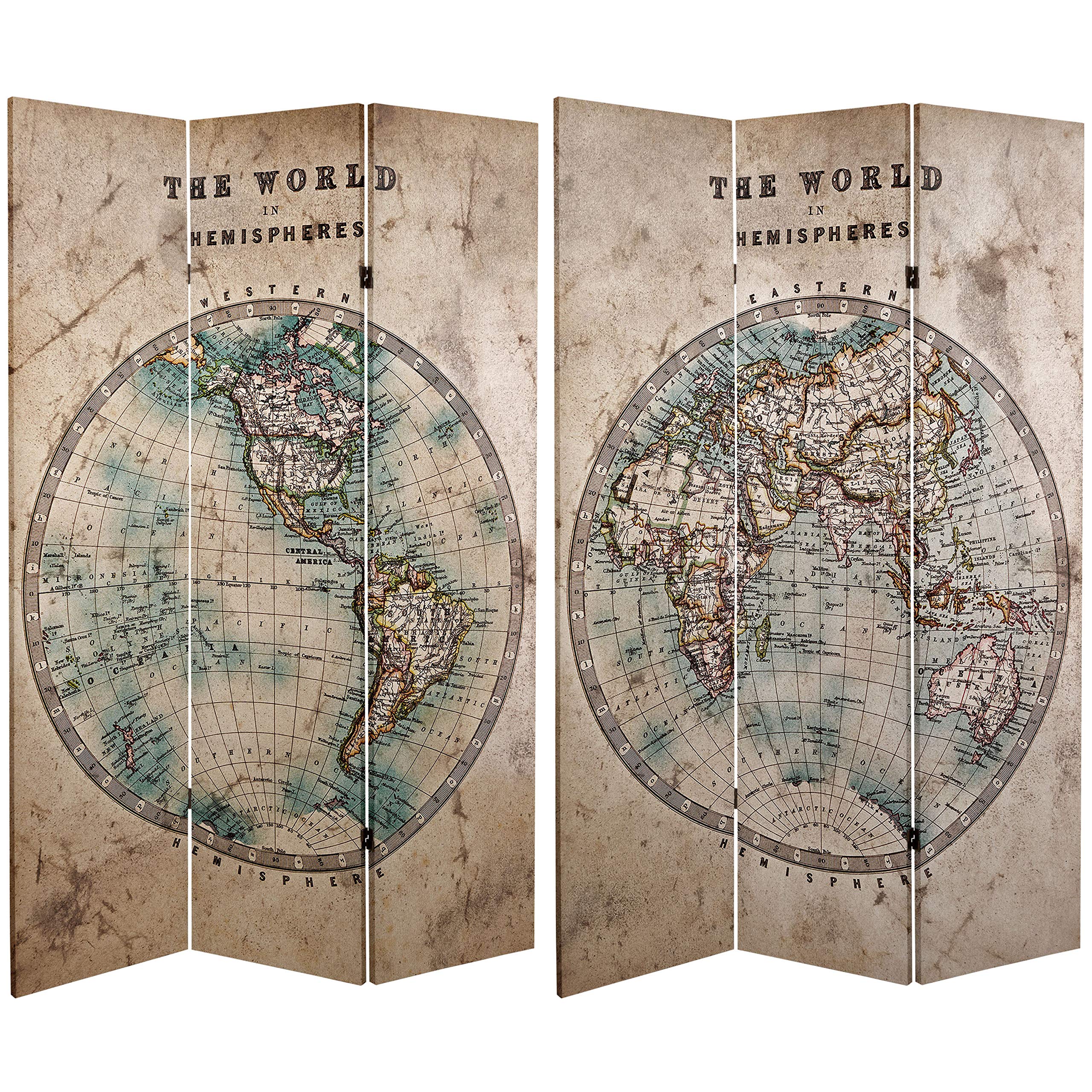 6 ft. Tall Vintage Globe Canvas Room Divider - Double Sided Red Lantern Design in Beige | Perfect for Home Decor, Office Partition & Asian-Themed Events