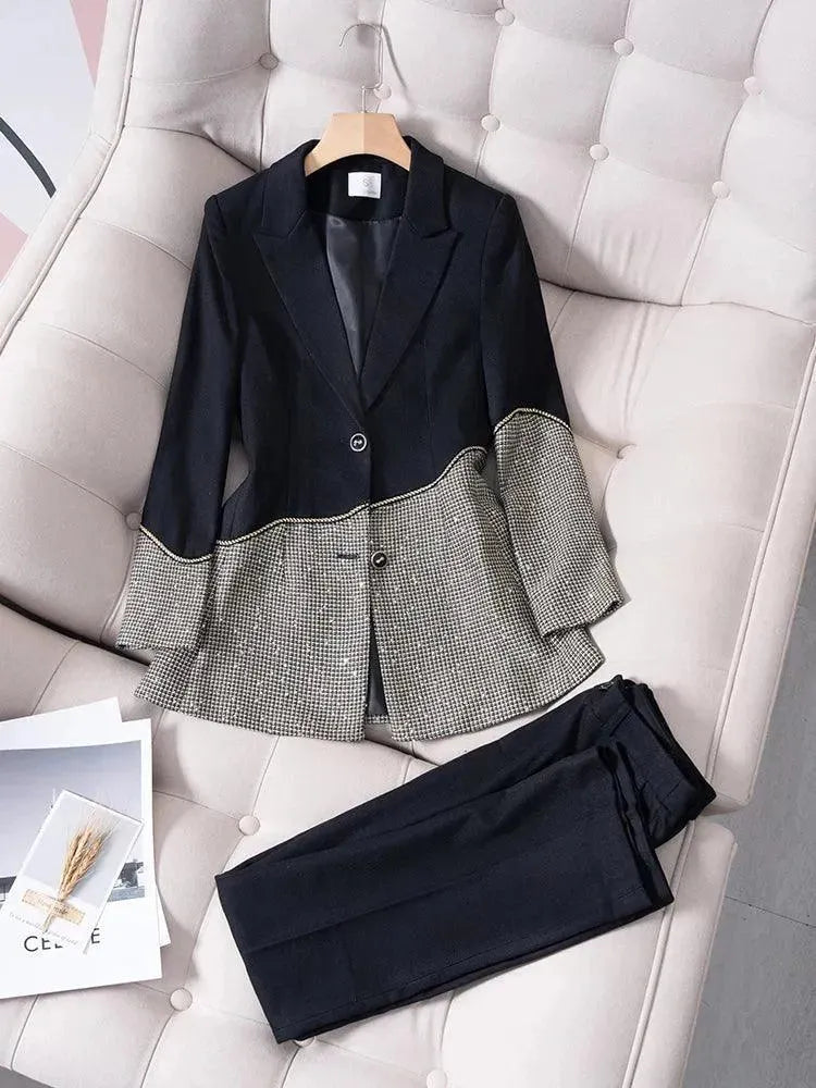 Elegant Patchwork Sequin Women's Pant Suit for Formal Events - Perfect for Weddings, Parties & Evening Occasions