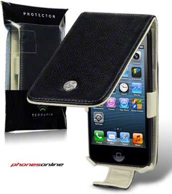 Original Apple iPhone 5/5S Genuine Leather Flip Case - Premium Black Protective Cover with Card Slots | Perfect for Business Professionals & Daily Use
