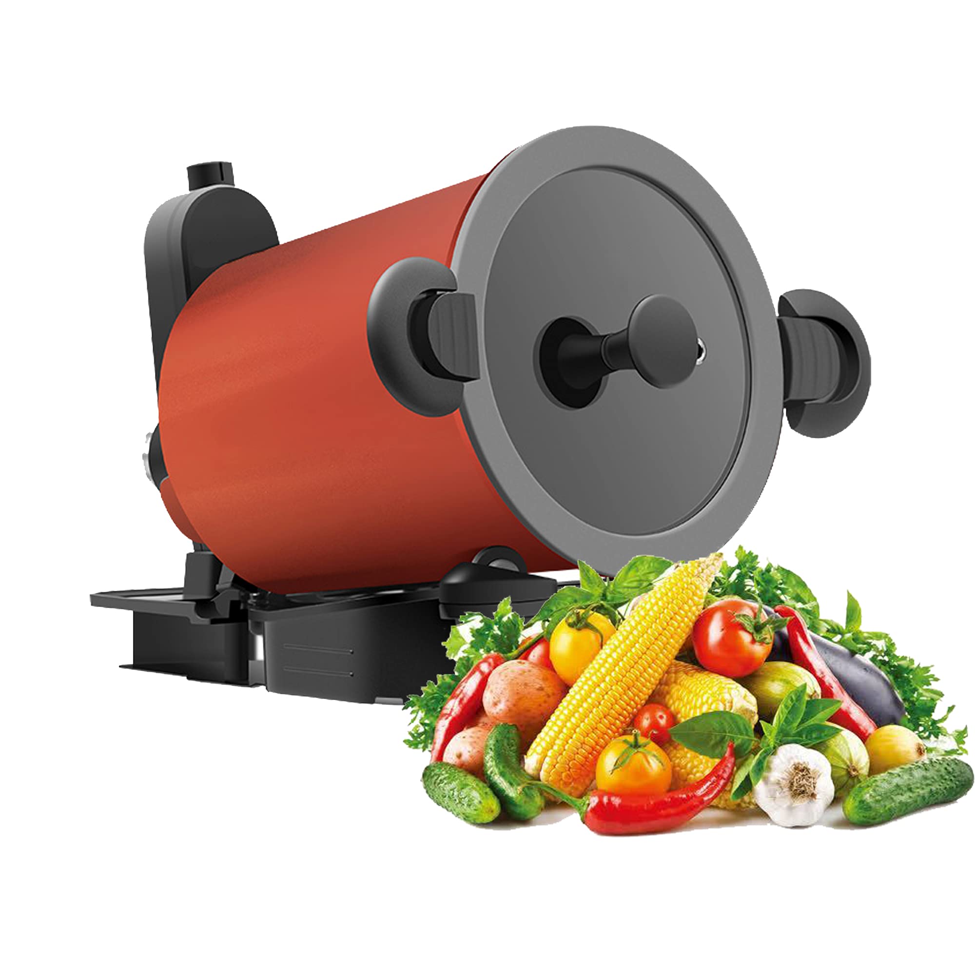 Smart Multi-Function Automatic Cooking Machine - 360° Rotating Non-Stick Pot with Intelligent Stir-Fry Technology for Home Kitchen, Outdoor Camping & RV Cooking (20x23x24cm, Red)