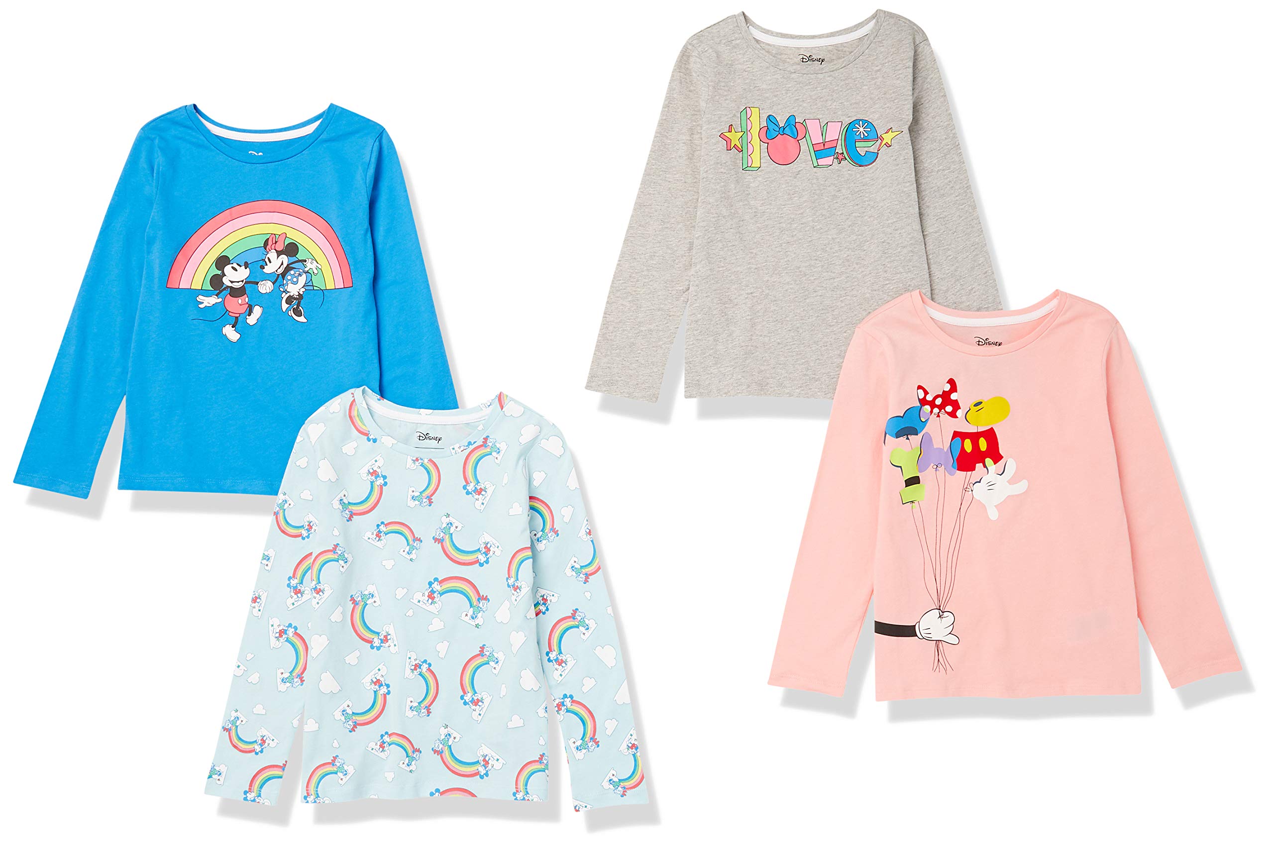 Spotted Zebra Disney Marvel Star Wars Frozen Princess Girls & Toddlers Long Sleeve T-Shirts 4-Pack - Perfect for Birthday Gifts, Family Matching Outfits & Everyday Playwear