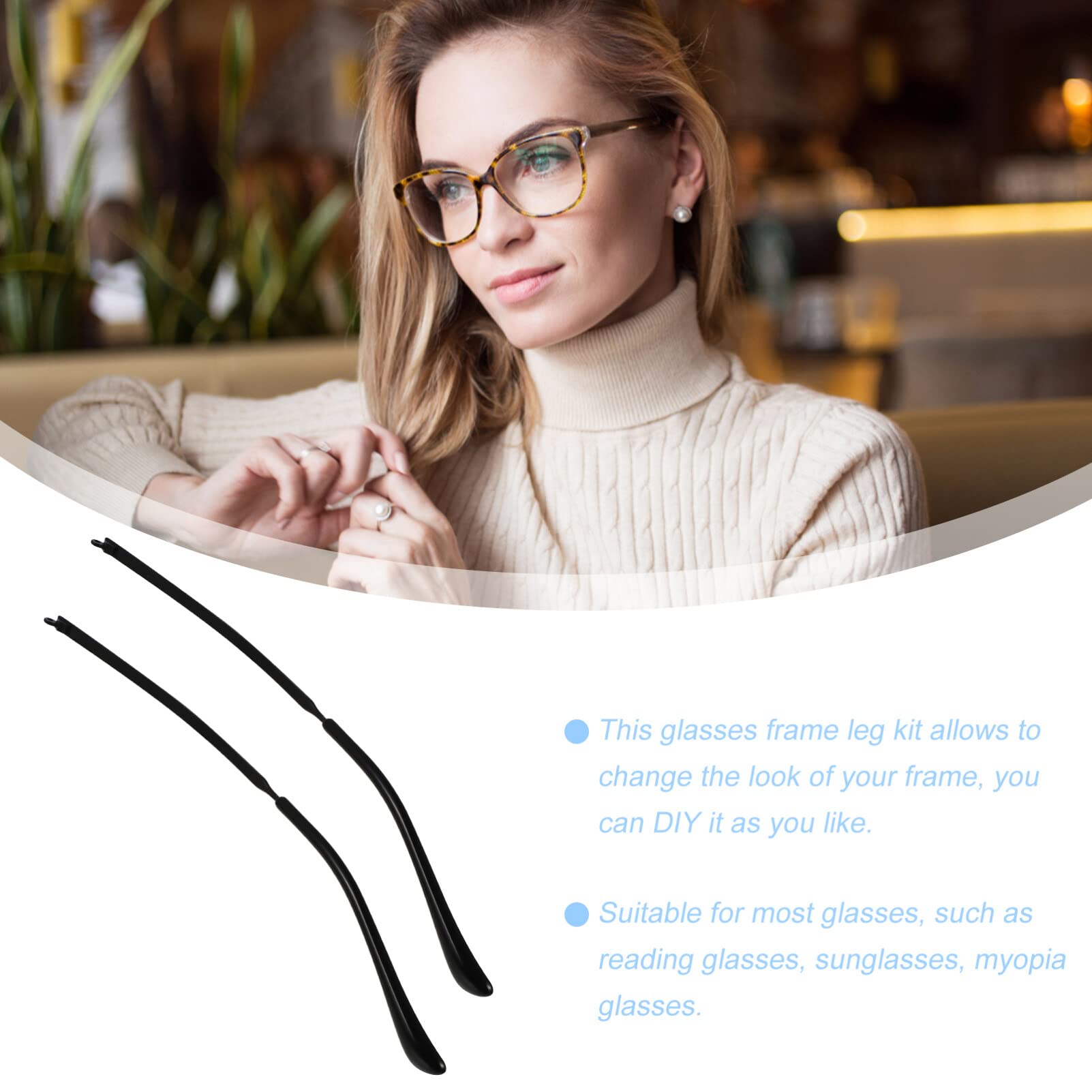 Holibanna Metal Glasses Arm Replacement - Sunglasses Frame Temples Repair Parts (Black) | Durable Eyeglass Accessories for Men & Women | Perfect for Broken Glasses Repair & DIY Projects