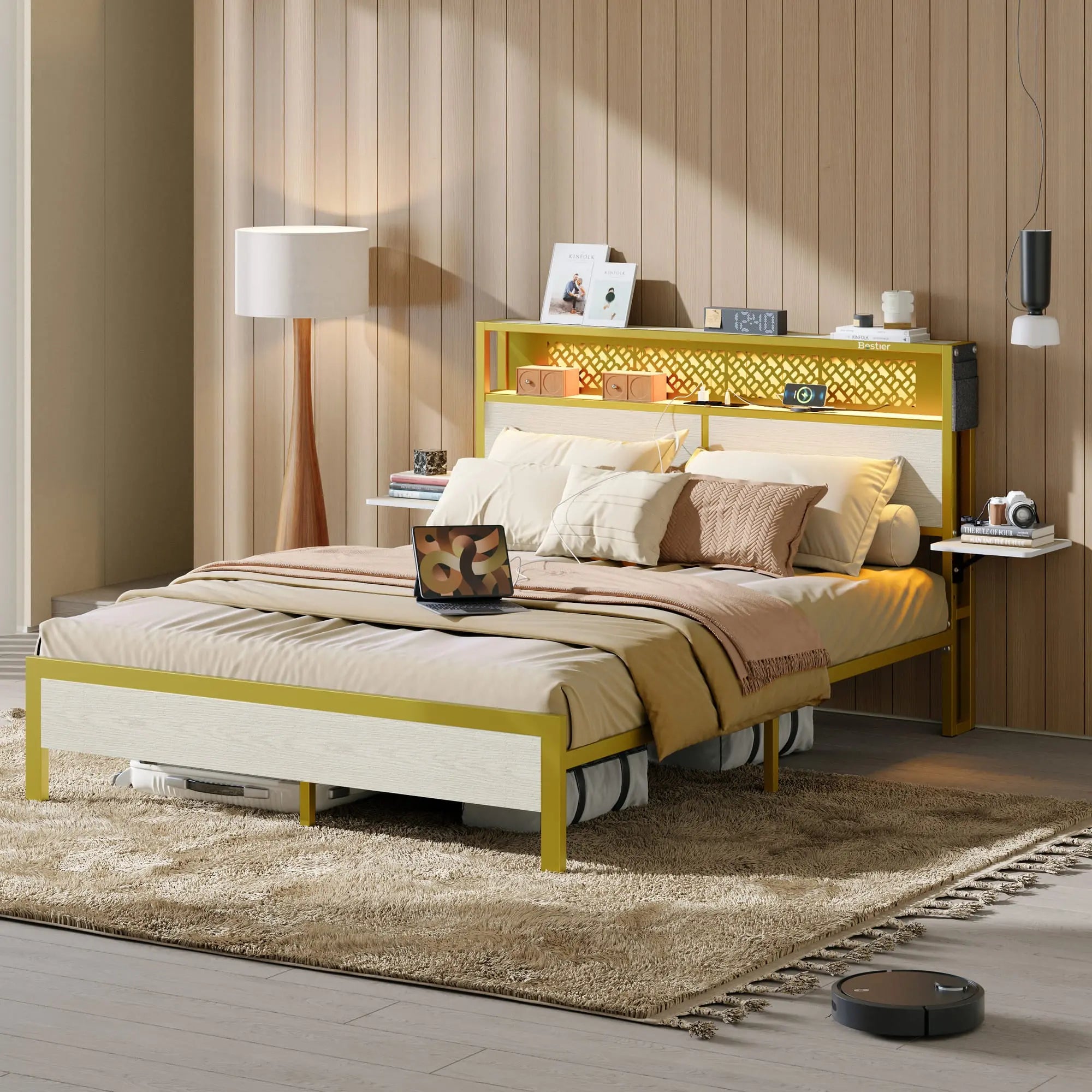 Bestier Full/Queen/King Size Bed Frame with Headboard - Sturdy Metal Platform Bed with Noise-Free Design - Perfect for Master Bedroom, Guest Room & Dormitory