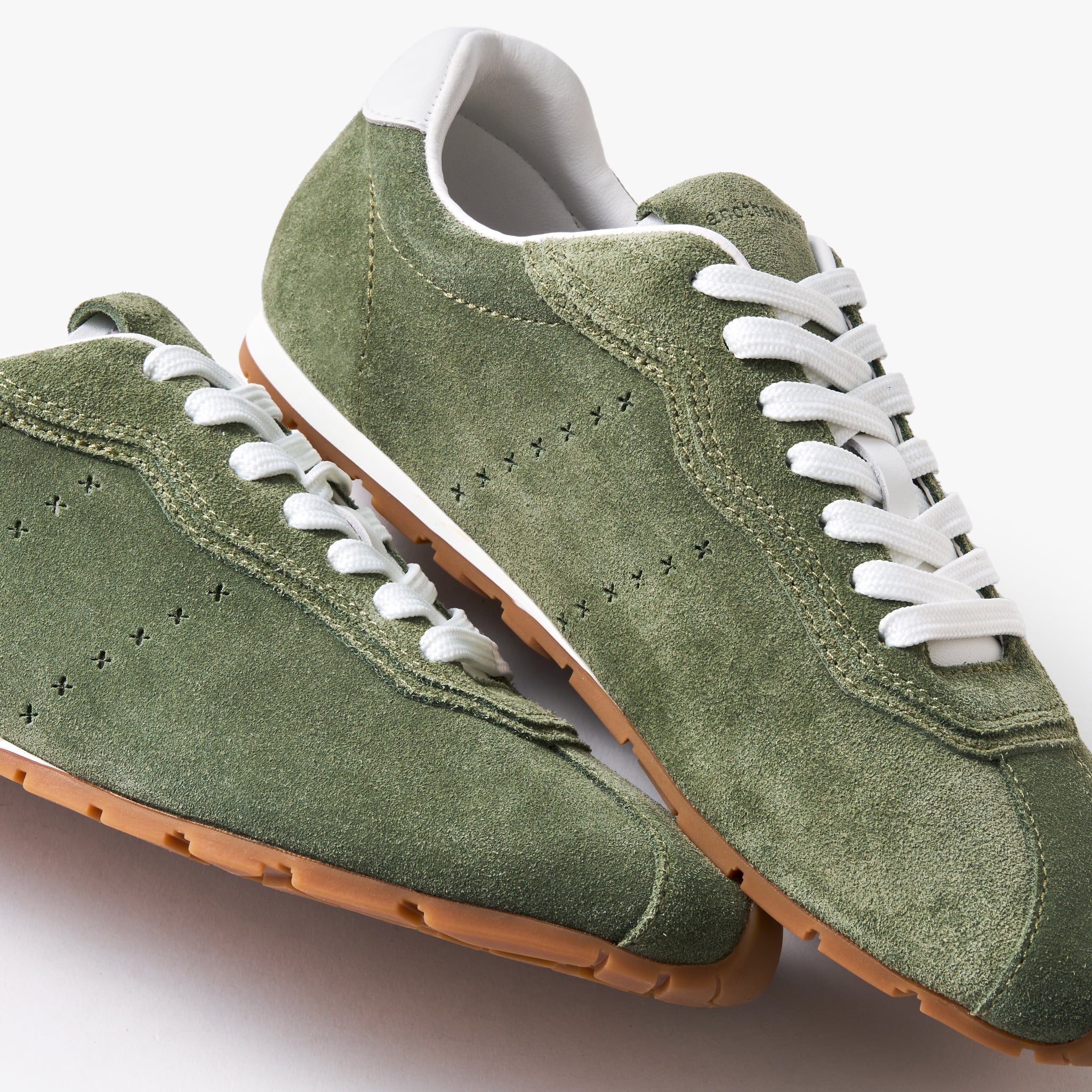 Soft Olive Suede Sneakers for Women - Comfortable Casual Walking Shoes for Everyday Wear, Gym, and Travel