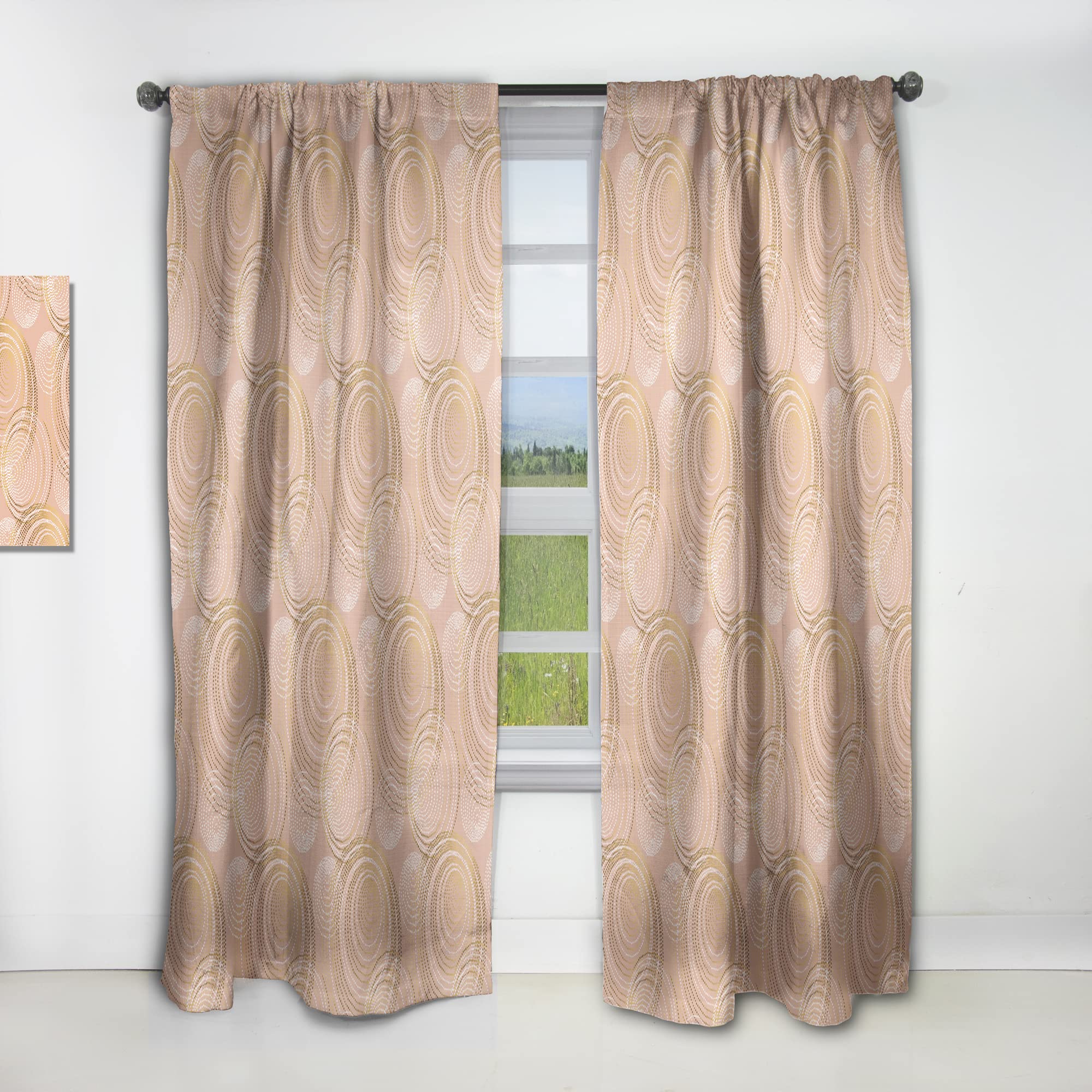 DesignQ Rose Gold Abstract Geometric Luxury Curtains - Thermal Insulated Single Panel (52x120 Inches) for Bedroom & Living Room - Elegant Window Drapes for Home Decor, Blackout Curtains for Better Sleep & Energy Savings