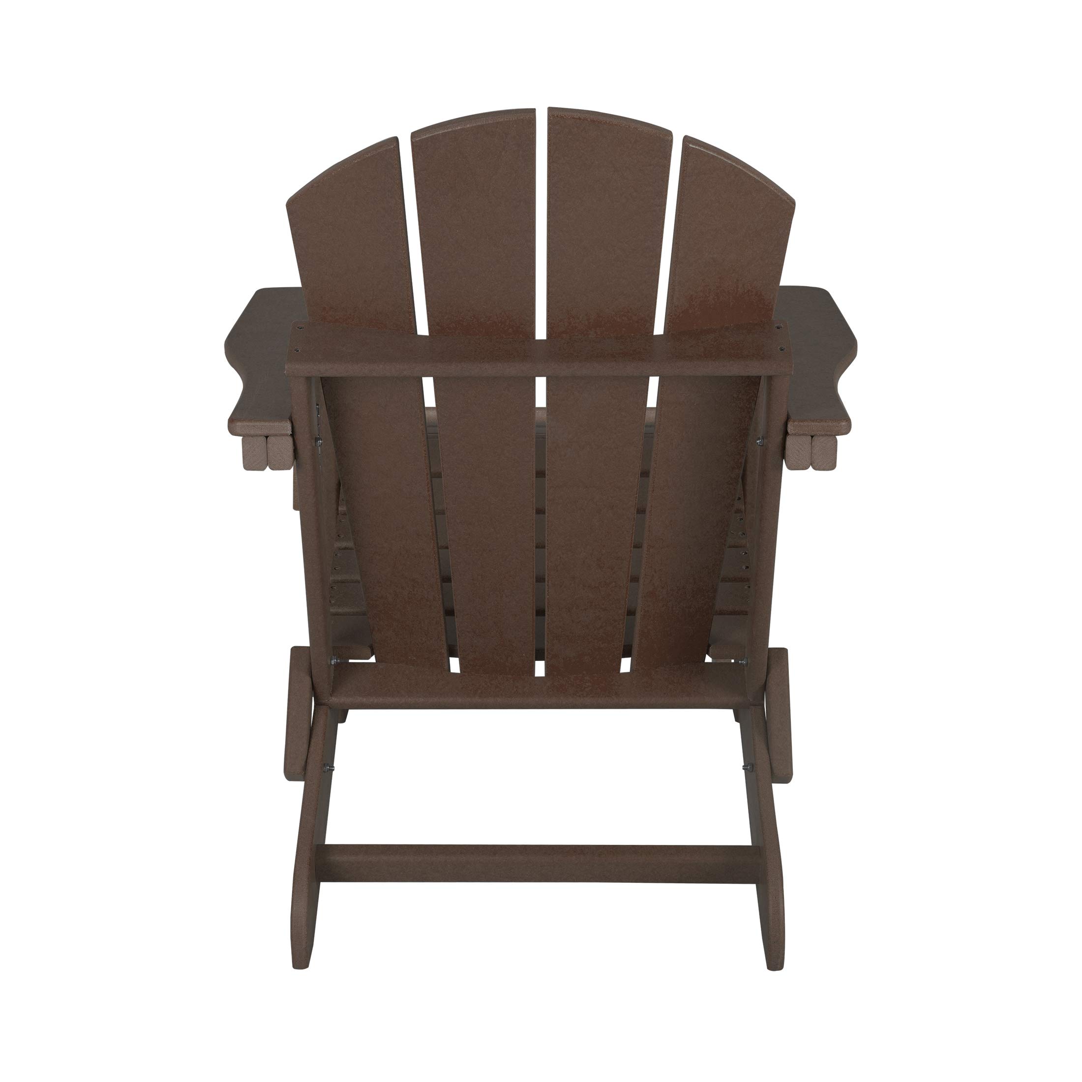 WestinTrends Malibu 2-Piece Outdoor Lounge Chair Set with Ottoman - All-Weather Poly Lumber Adirondack Patio Chairs for Poolside, Garden, Backyard & Beach Relaxation - Foldable Dark Brown Lawn Furniture for Ultimate Comfort