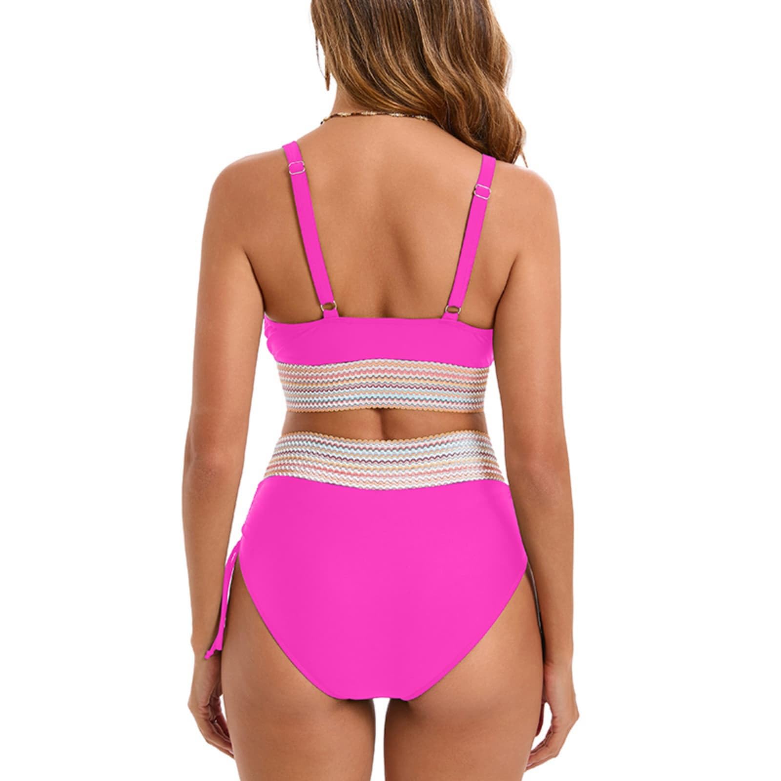 2 Piece Swimsuit for Women - Full Coverage High Waisted Bikini Set with Color Block Design | Perfect for Beach Vacations, Pool Parties & Summer Getaways
