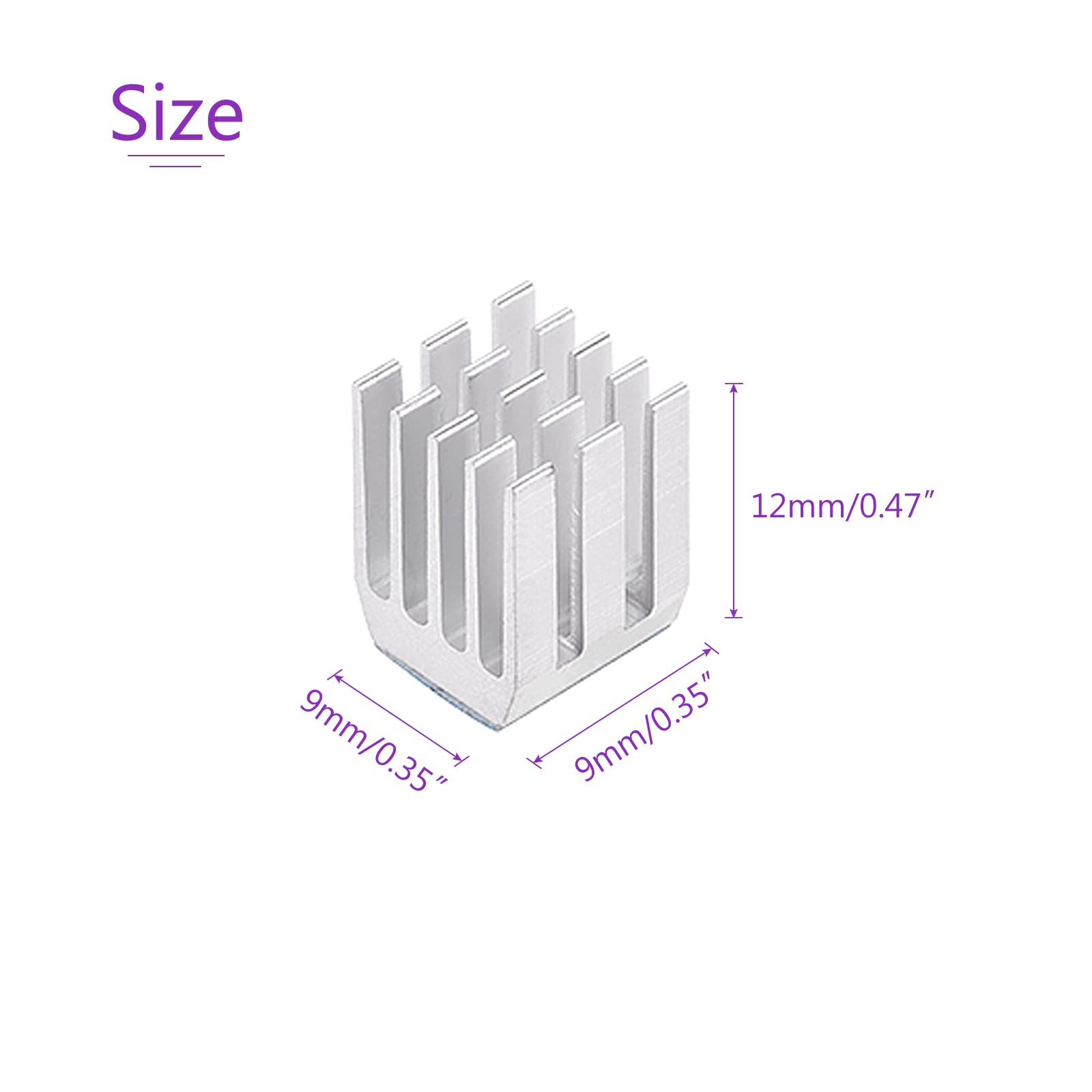 DMiotech 20 Pack 9x9x12mm Aluminum Alloy Heatsink for 3D Printer Motherboard Cooling - High-Performance Heat Dissipation with Pre-Applied Thermal Paste - Perfect for DIY Electronics, Raspberry Pi, and PCB Cooling Projects