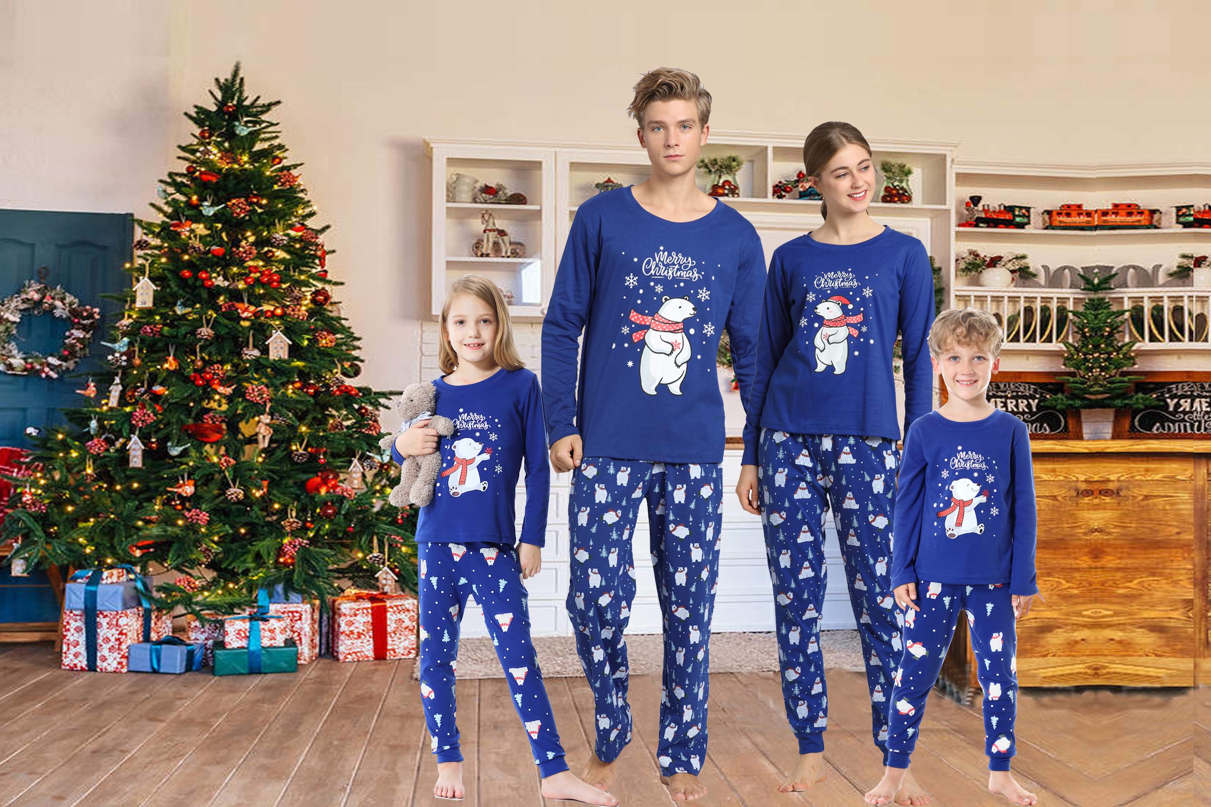 Family Matching Pajama Sets - Polar Bear Sleepwear for Christmas & Family Night