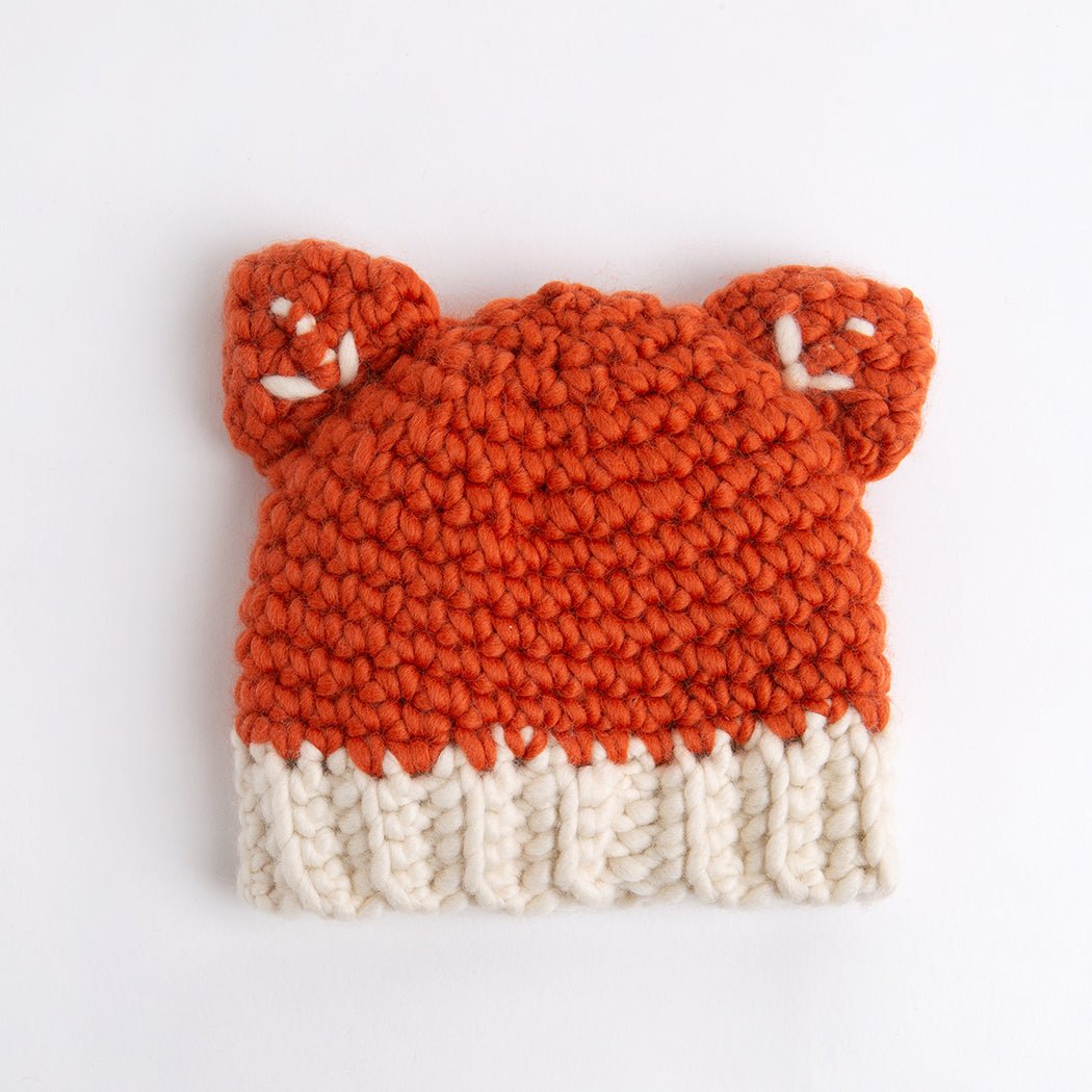 Crochet Fox Hat Kit for Babies & Kids - DIY Knitting Set for Newborns, Toddlers, and Children - Perfect for Winter, Photoshoots, and Costume Parties