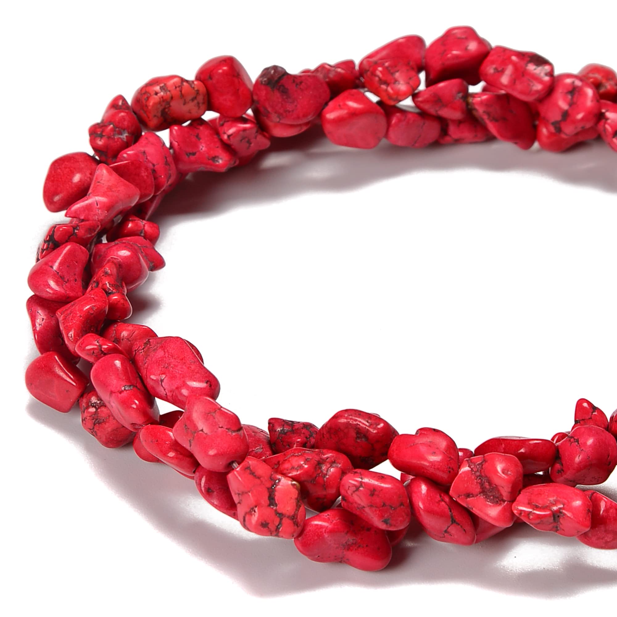 JM Design Red Turquoise Nugget Beads 7-9mm - 15.5 Inch Strand for Jewelry Making DIY Bracelets, Necklaces & Earrings - Perfect for Bohemian, Southwest & Handmade Jewelry Designs