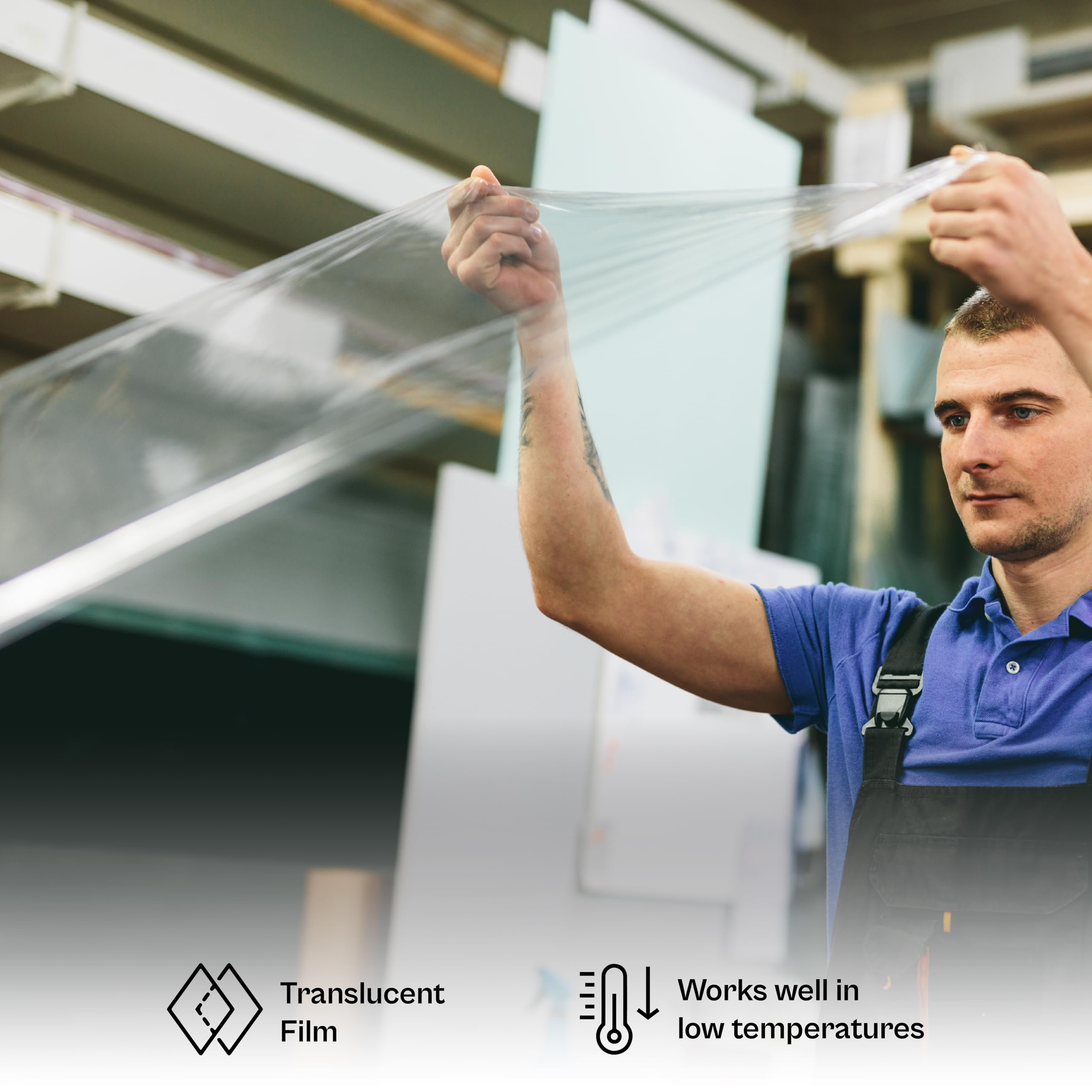 MMBM Stretch Wrap - 18 Inch x 1500 Feet, 80 Gauge Clear Plastic Cling Film (8 Pack) - Heavy Duty Blown Hand Stretch Film for Secure Pallet Wrapping, Moving & Packaging Supplies | Ideal for Warehouse, Shipping & Industrial Use