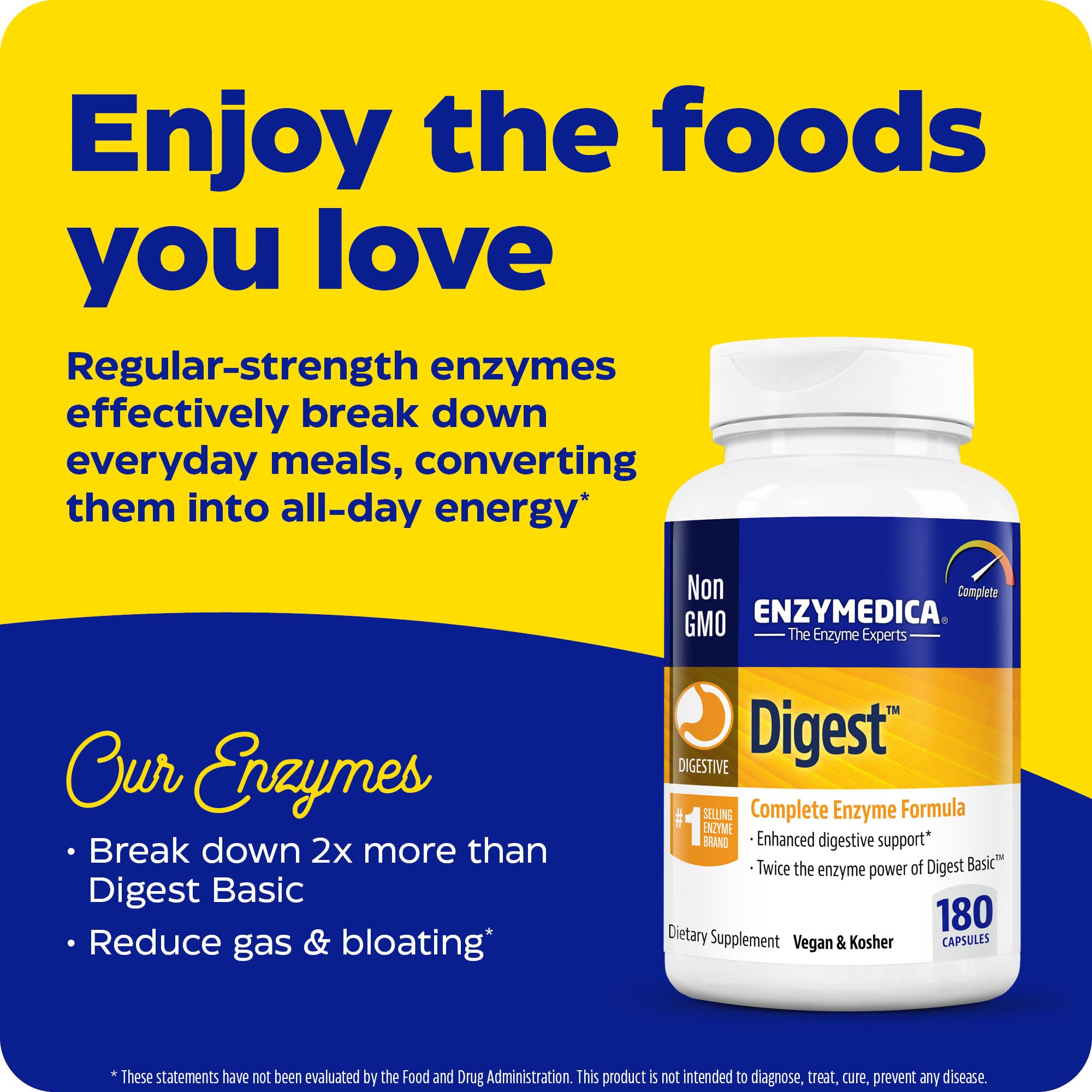 Enzymedica Digest Capsules - Digestive Enzyme Supplement for Gut Health & Bloating Relief | Supports Protein, Carb & Fat Digestion | Ideal for Meals, Travel & Digestive Discomfort