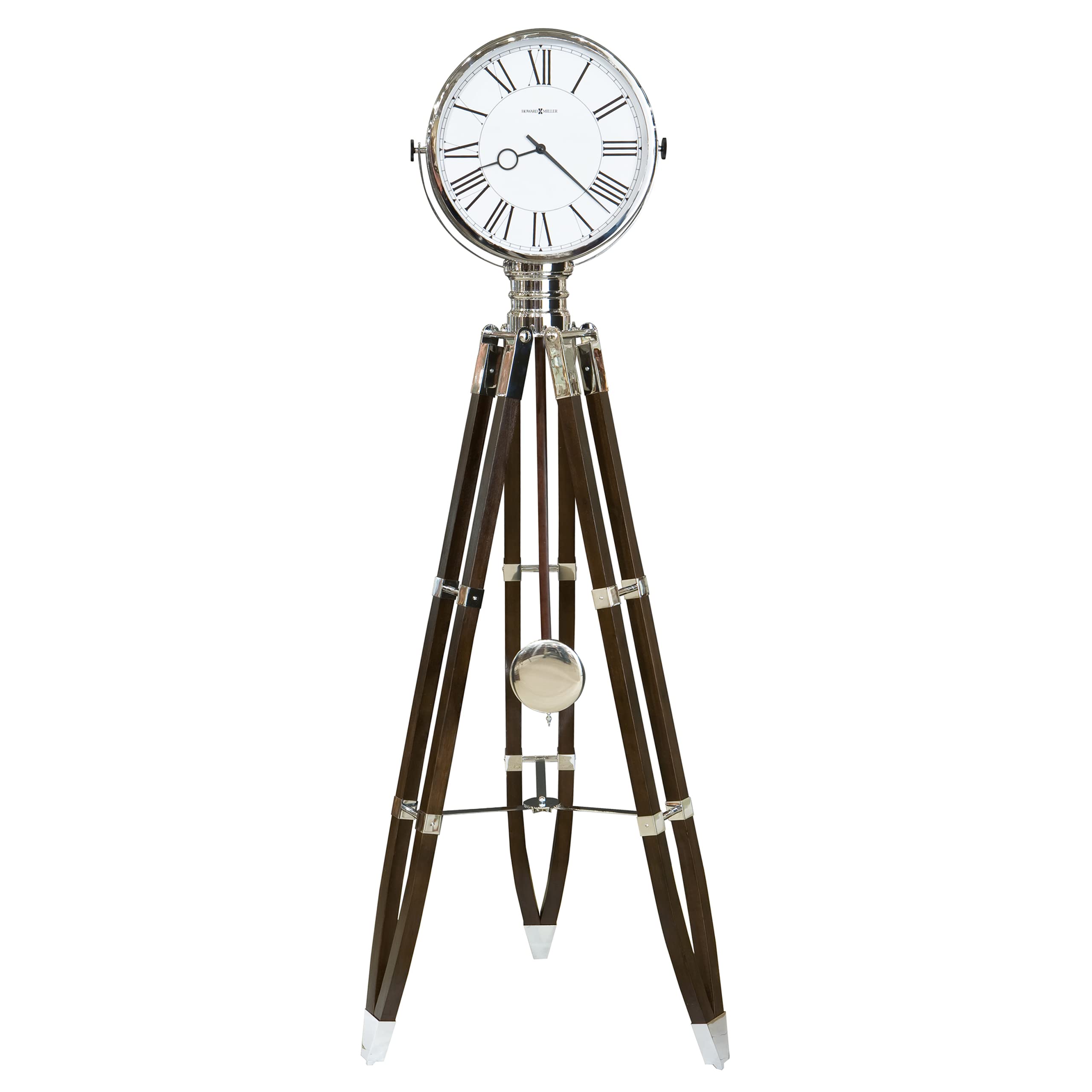 Howard Miller Stringer Floor Clock II 549-107 - Black Coffee Tripod Grandfather Clock with Quartz Triple-Chime Movement | Elegant Home Decor for Living Room, Office & Entryway