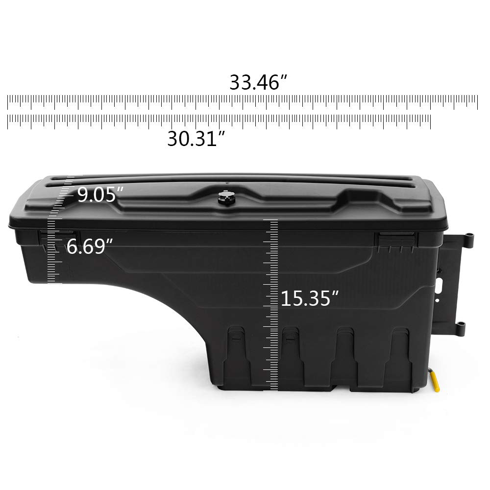 CHEDA Truck Bed Toolbox Storage for 2005-2020 Toyota Tacoma | Right Side Black Tool Box | Durable Cargo Organizer for Camping, Work & Off-Road Adventures