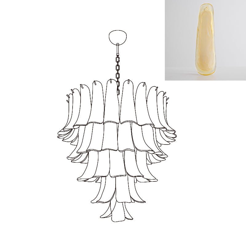 Exquisite Murano Glass Petals Chandelier - Handcrafted Italian Crystal Ceiling Light Fixture for Dining Room, Living Room & Bedroom Decor