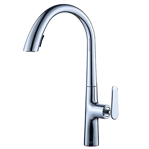 Matte Black Commercial Kitchen Sink Faucet - Single Handle Pull Out Spring Sprayer with Hot/Cold Water Mixer - Farmhouse & Bar Sink Faucet (Chrome) - Perfect for Restaurant, Coffee Shop and Home Kitchen Renovation
