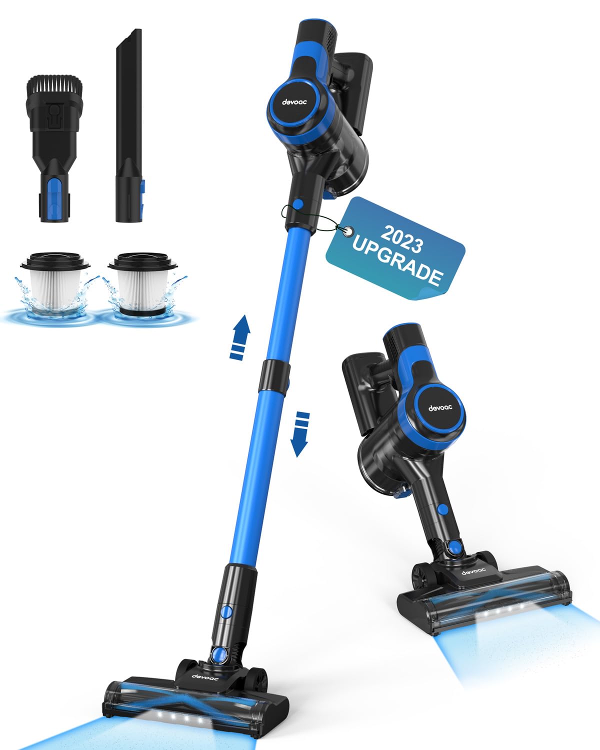 DEVOAC 8-in-1 Cordless Stick Vacuum Cleaner with Powerful Suction - Lightweight Rechargeable Handheld Vacuum for Hard Floors, Carpets & Pet Hair - Perfect for Home Cleaning & Pet Owners