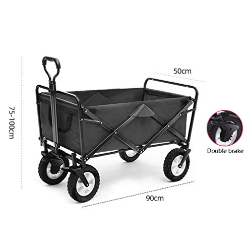 Heavy Duty Folding Garden Cart Wagon - 4 Wheel Utility Cart for Outdoor Camping, Fishing, Shopping & Gardening | 80kg Capacity (Black) - Perfect for Transporting Groceries, Firewood, Beach Gear & Yard Work
