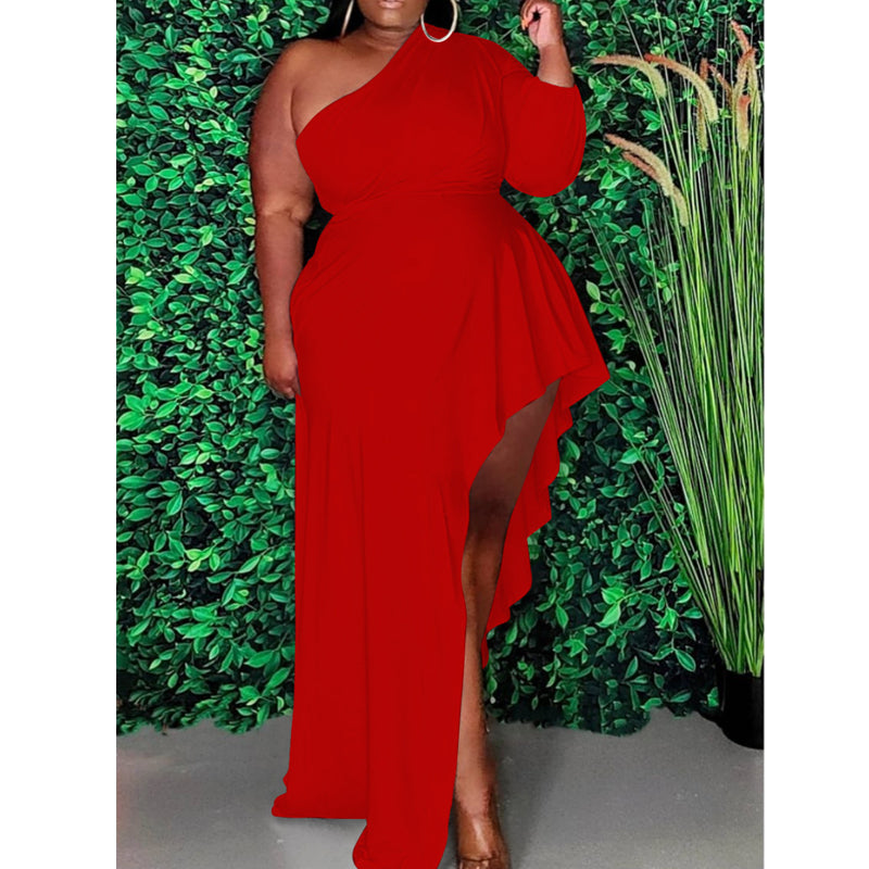 Elegant Solid Color One Sleeve Dress for Women - Chic & Versatile Party, Cocktail, or Evening Wear