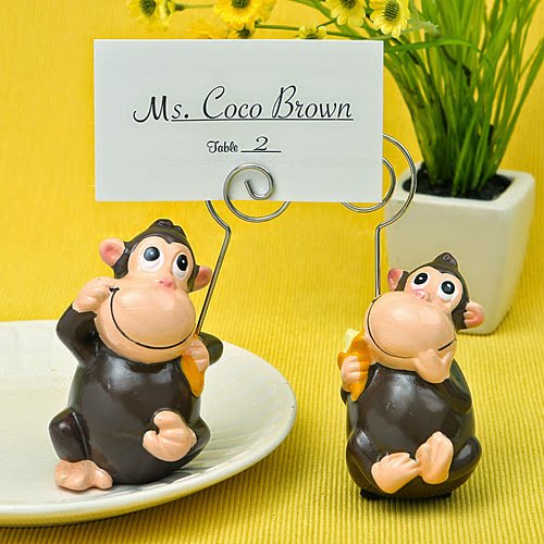 30 Hand Painted Ceramic Monkey Place Card Holders & Photo Holders - Perfect for Weddings, Baby Showers, and Table Decorations
