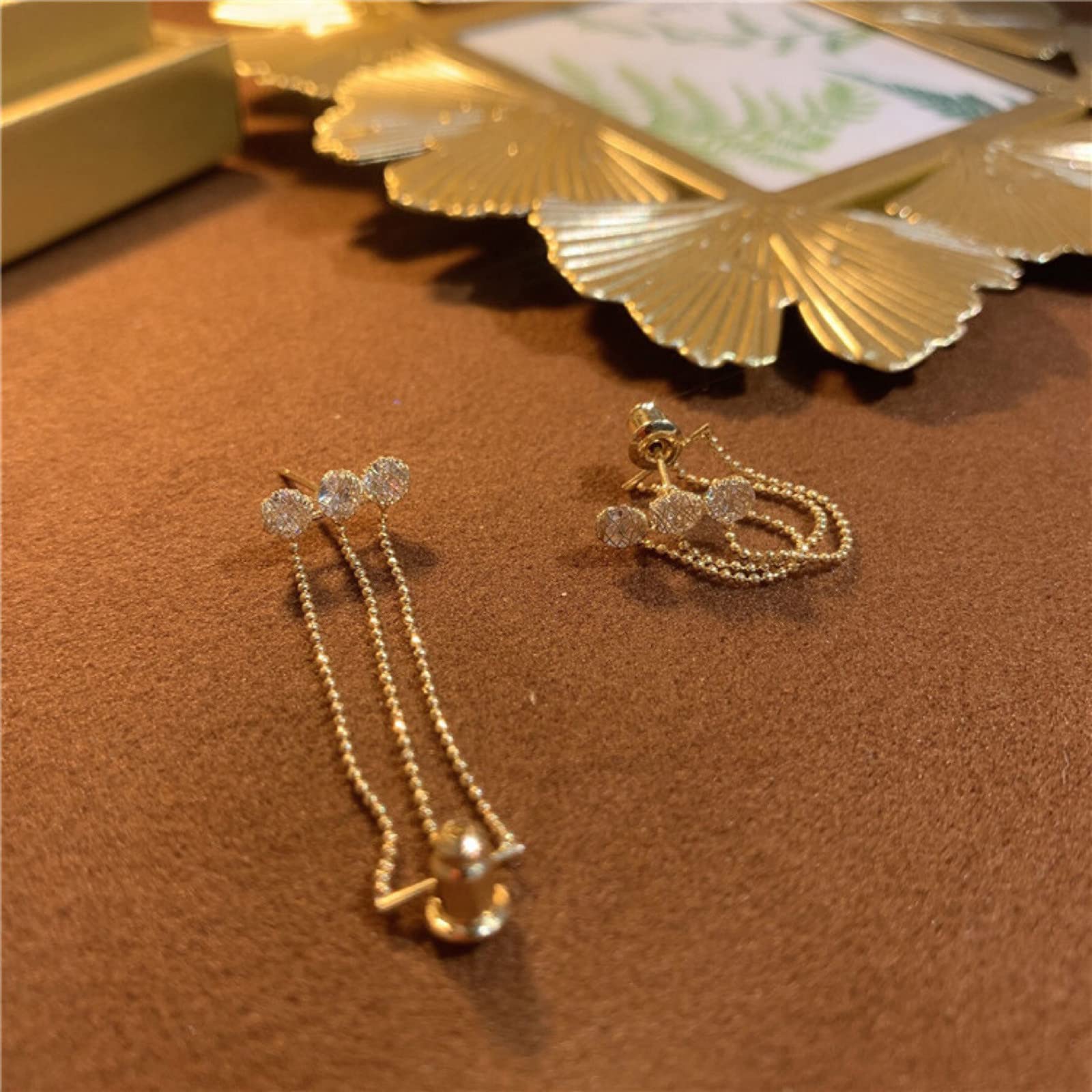 Diamond Stud Cross Earrings for Women - Gold Tassel Beaded Fashion Jewelry Set | Perfect for Parties, Weddings & Everyday Wear