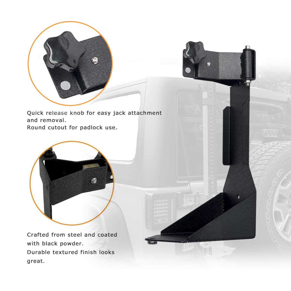 Jeep Wrangler JL High Lift Jack Mount Bracket - Heavy Duty Off-Road Accessory for 4x4 Adventure & Emergency Recovery