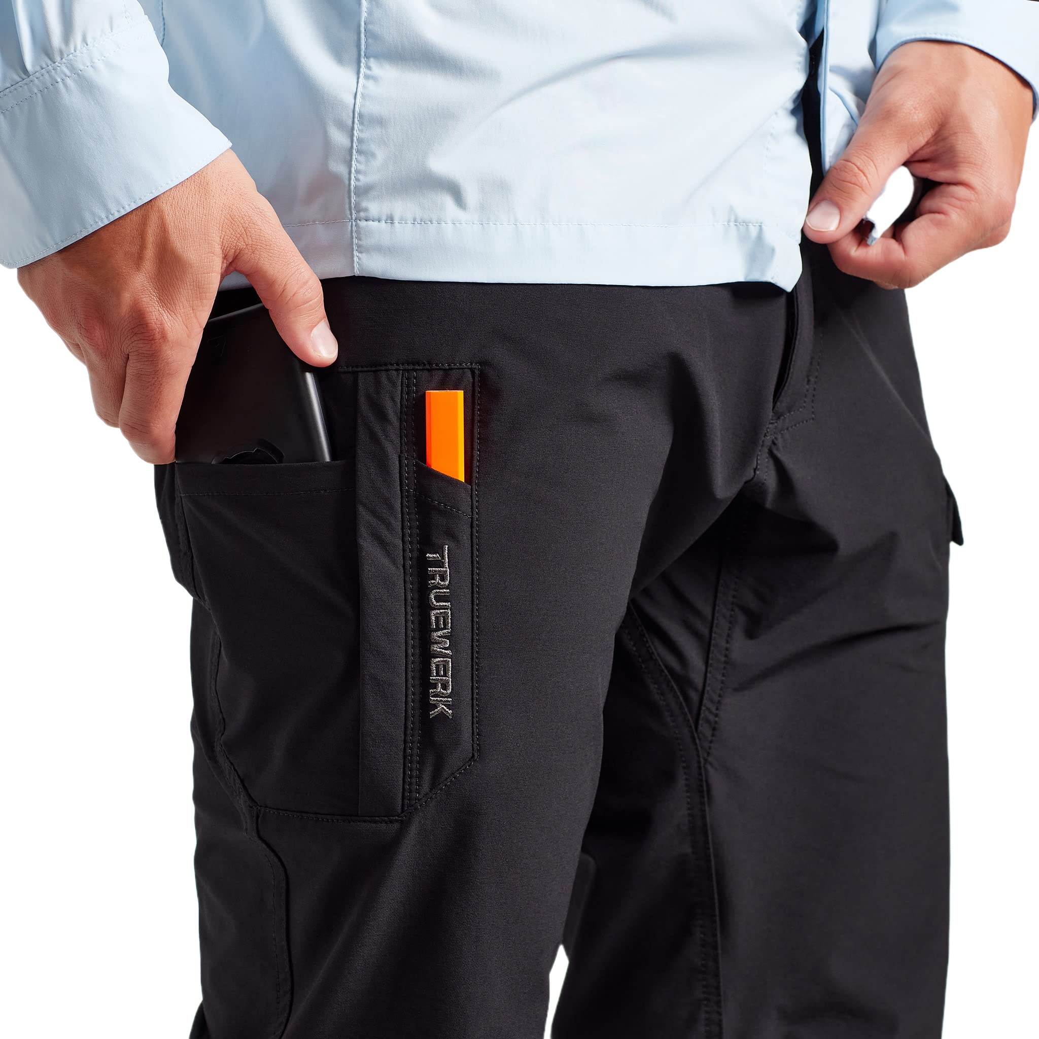 TRUEWERK Men's Work Pants - T1 WerkPants Relaxed Fit, Lightweight, Moisture Wicking, Tactical Cargo Pants with 4-Way Stretch for Construction, Hiking & Outdoor Activities