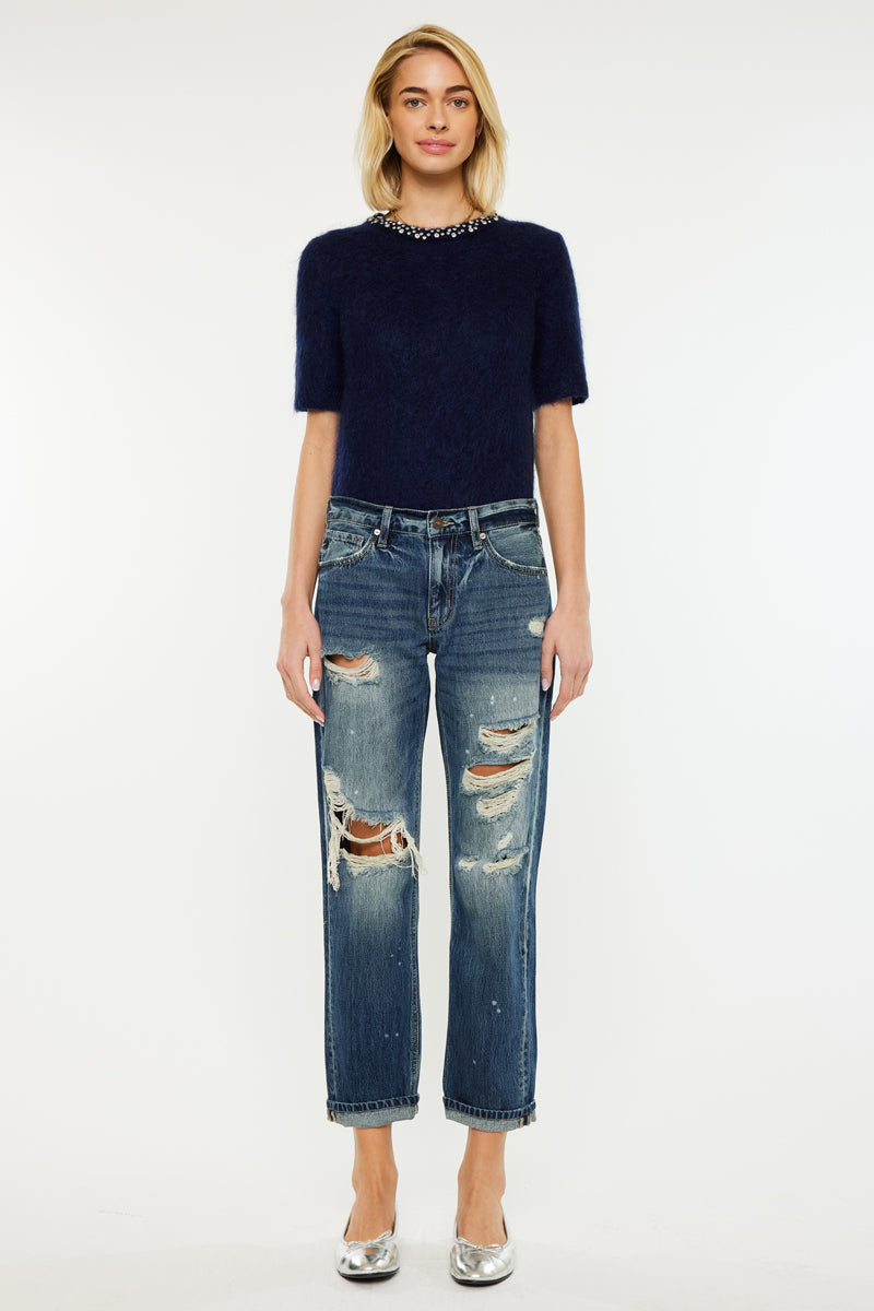 Charlize Mid Rise Boyfriend Jeans for Women - Comfortable Stretch Denim Pants with Relaxed Fit | Perfect for Casual Wear, Weekend Outfits & Everyday Style