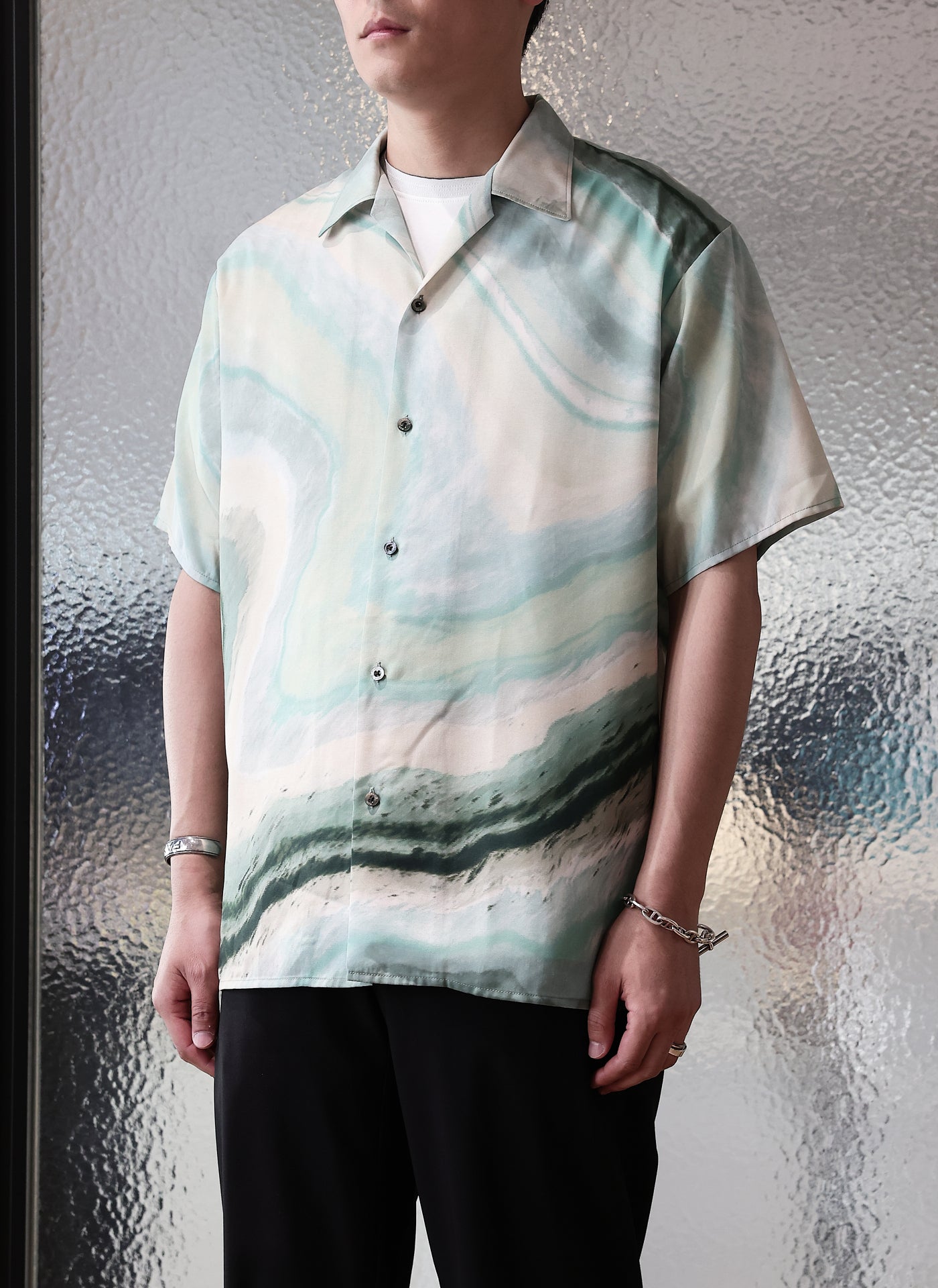 Stylish Polyester Marble Print Short Sleeve Shirt for Men - Trendy Casual Wear for Office, Outings & Summer Fashion