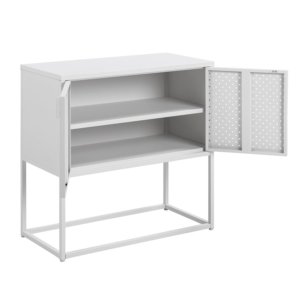 Modern White Newton 2-Door Sideboard 82cm - Stylish Storage Cabinet for Living Room, Dining Room & Entryway