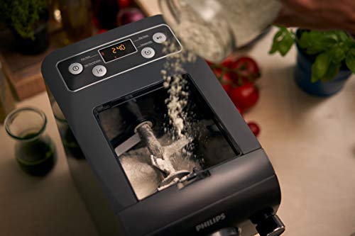Philips Pasta and Noodle Maker Plus - Automatic Pasta Machine for Fresh Homemade Pasta, Spaghetti, Fettuccine, Lasagna | 3 Pasta Discs Included | Compact & Easy to Clean (Black, Renewed Model HR2382/16) | Perfect for Italian Cooking, Family Dinners & Healthy Meal Prep