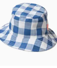 Blue Stripe Sun Hat for Kids 7-10 Years - UPF 50+ UV Protection, Adjustable Chin Strap - Perfect for Beach, Pool & Outdoor Play