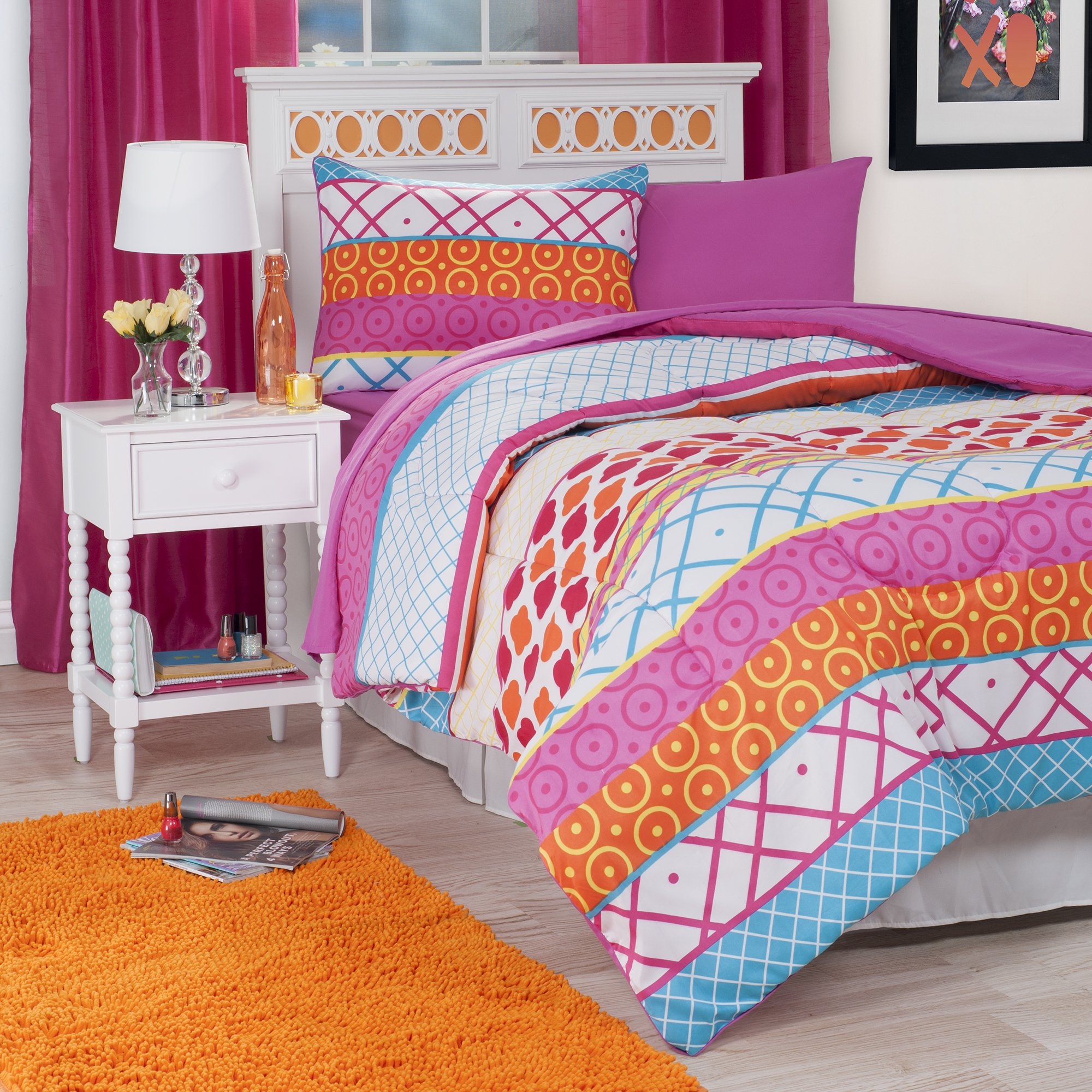 Lavish Home Terri 22-Piece Reversible Dorm Bedding Set, Twin Size - Soft & Comfortable College Dorm Essentials for Boys & Girls | Perfect for Dorm Rooms, Apartments & Guest Bedrooms