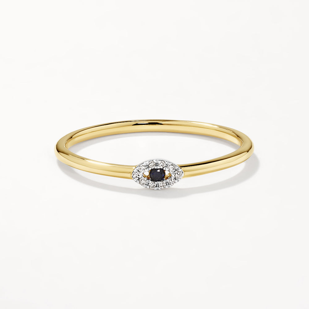10k Gold Diamond Evil Eye Ring for Women - Protection Jewelry for Everyday Wear & Gifts